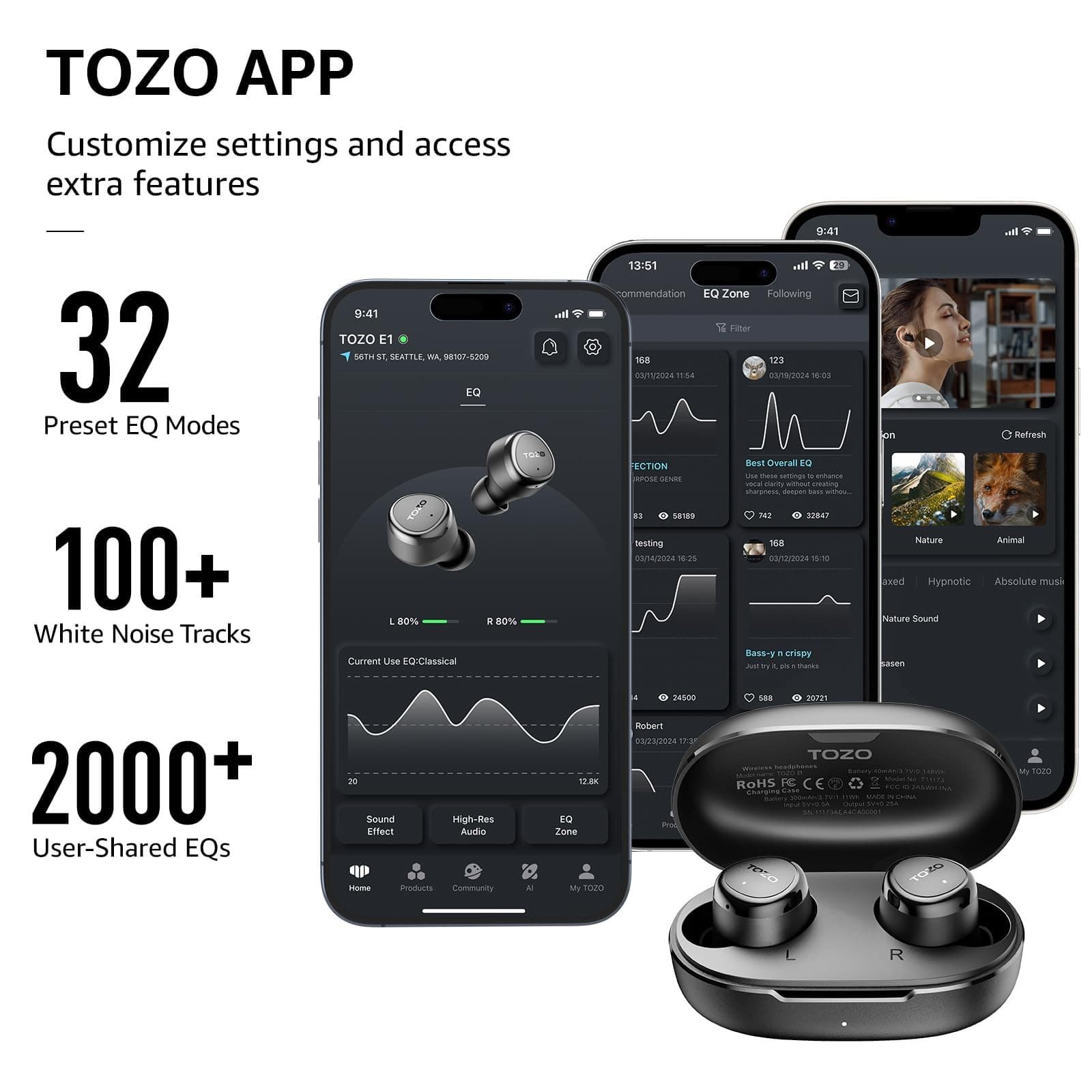 TOZO T12 Compact Ergonomic Edition Wireless Earbuds Bluetooth 5.3 Headphones - Thumbnail 5