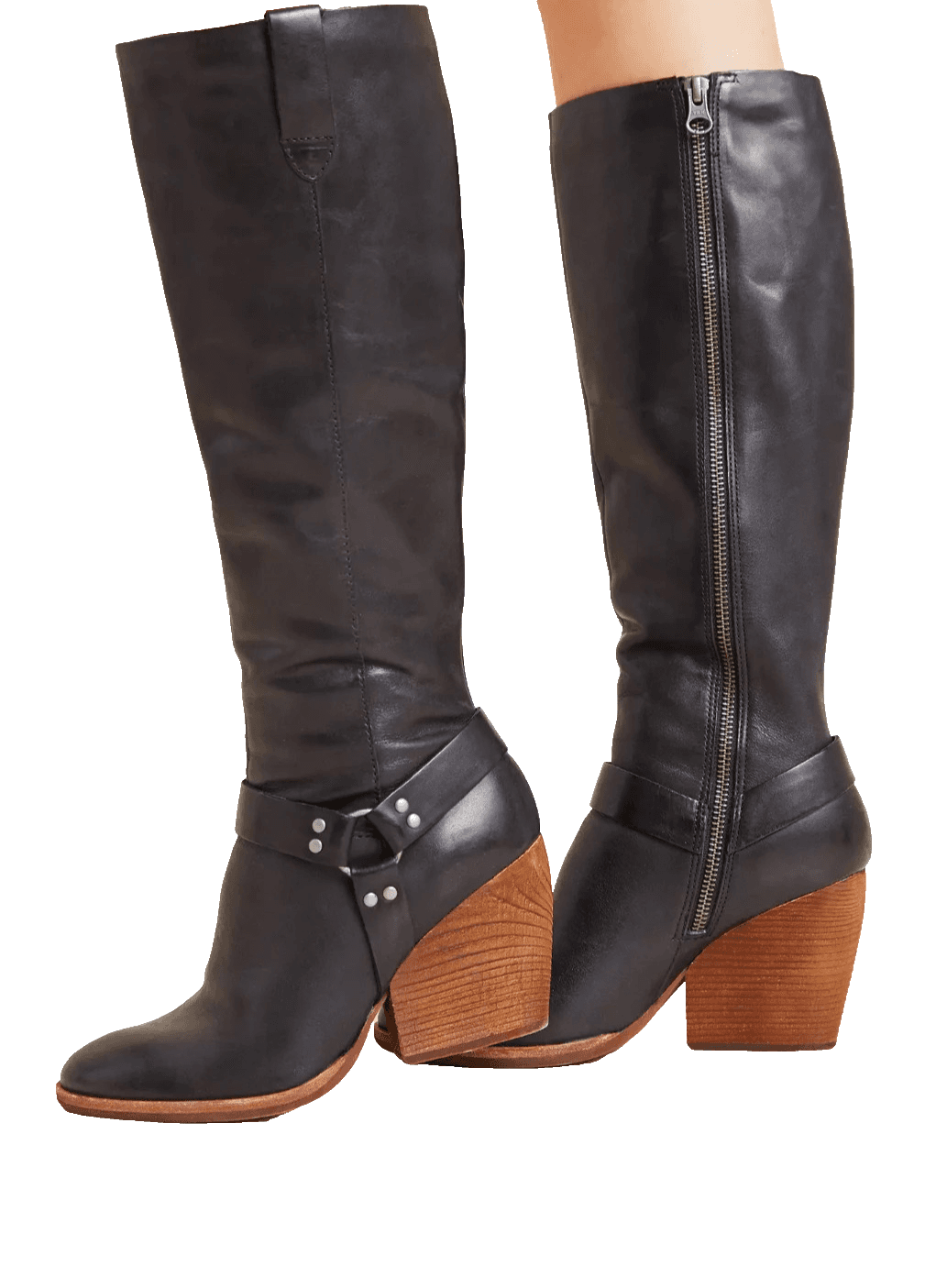 KORK EASE Lett Tall Black Leather Buckle Boots 8.5 M - Image 1