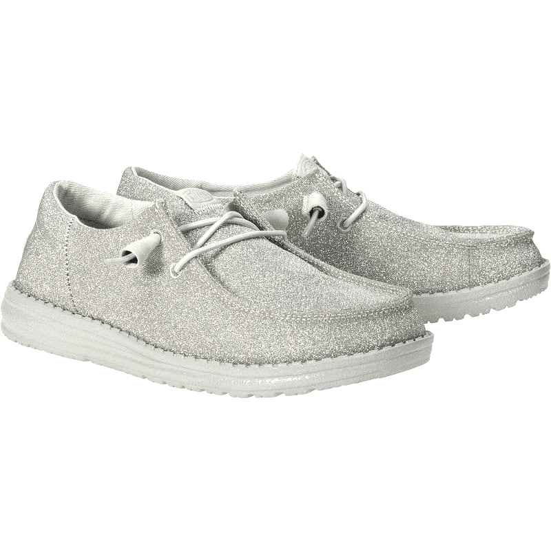 Hey Dude Wendy Silver Sparkle Shoes Women's 8 Charcoal Slip On Casual Sneakers - Thumbnail 2