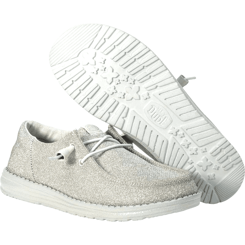 Hey Dude Wendy Silver Sparkle Shoes Women's 8 Charcoal Slip On Casual Sneakers - Image 1