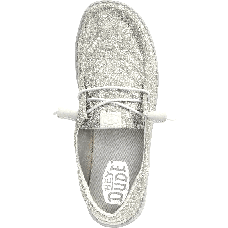 Hey Dude Wendy Silver Sparkle Shoes Women's 8 Charcoal Slip On Casual Sneakers - Thumbnail 5