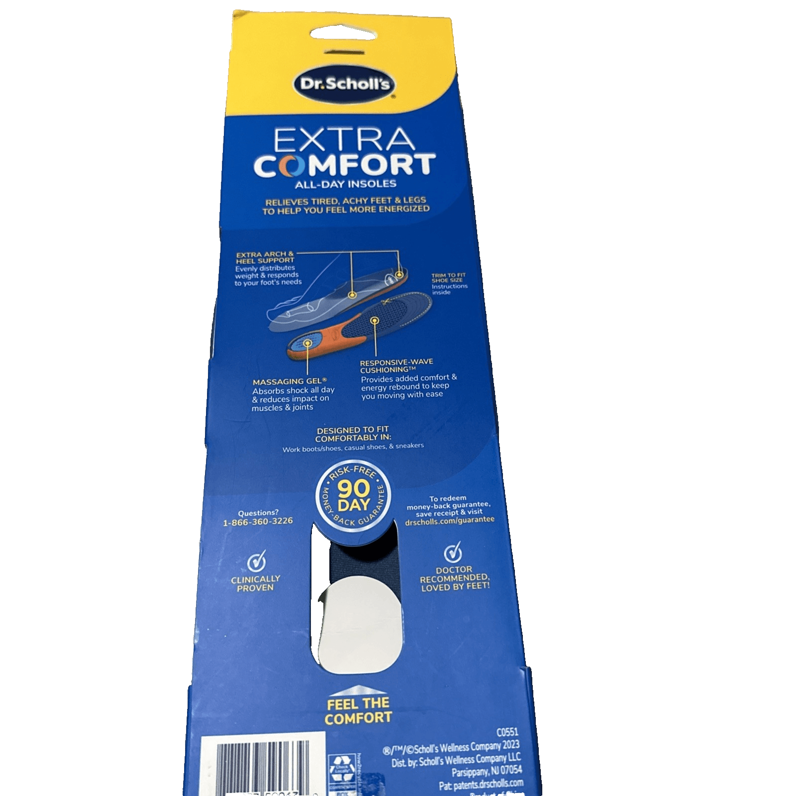 Dr. Scholl's Extra Comfort Support Insoles Men Size 8-14 200lbs+ Wide Trim 2 Fit - Thumbnail 2