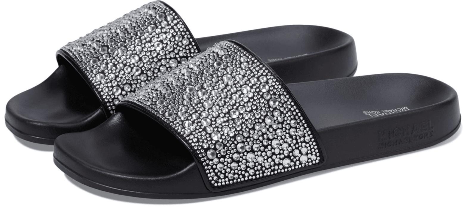 Women Michael Kors MK Gilmore Slide Sandals Black 8 M - Image 1
