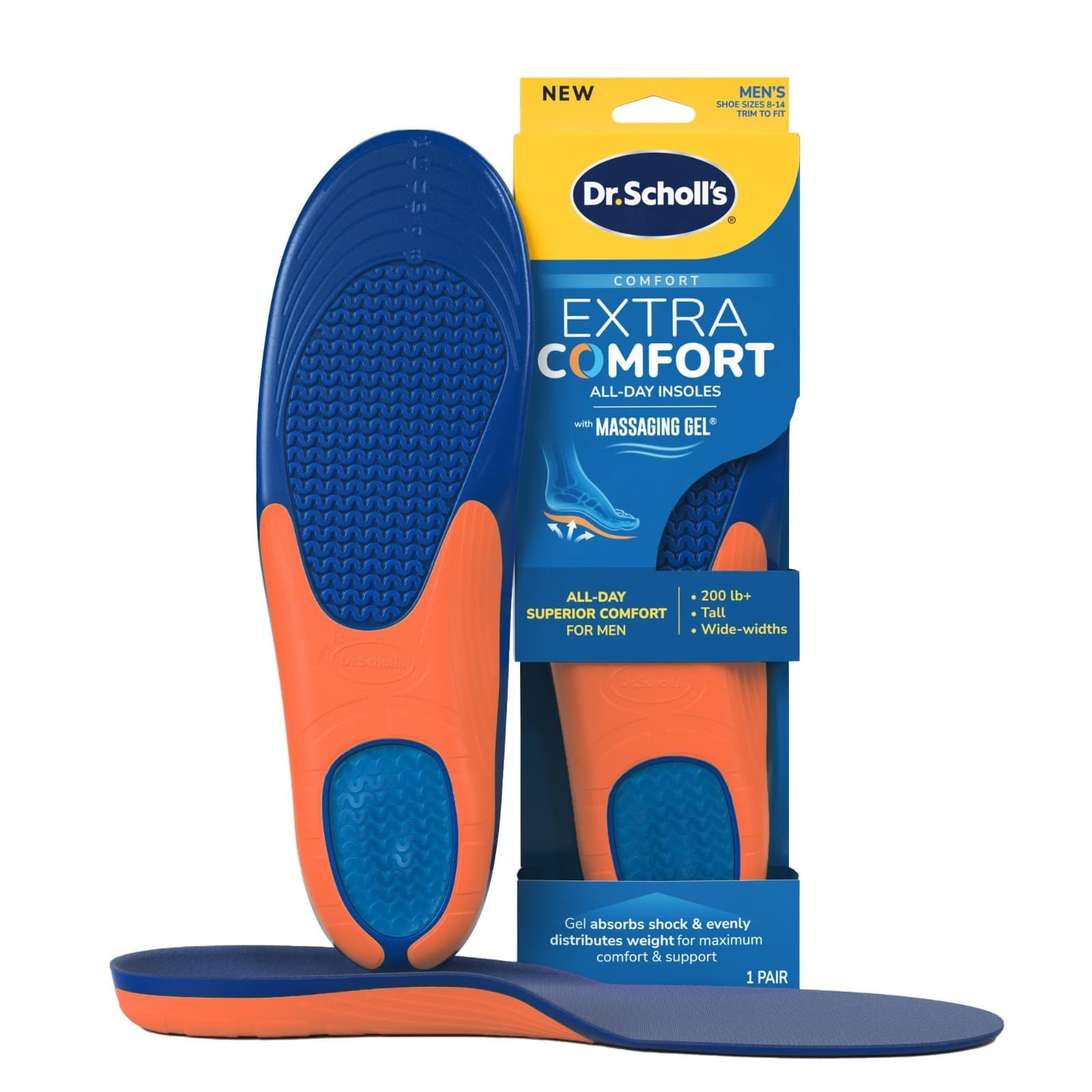Dr. Scholl's Extra Comfort Support Insoles Men Size 8-14 200lbs+ Wide Trim 2 Fit - Thumbnail 6