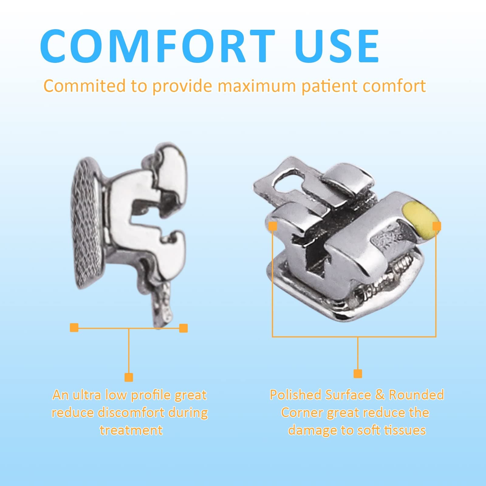 Orthodontic Self-Ligating Metal Bracket 0.022 MBT 345 with Hooks(20 Brackets) - Thumbnail 3