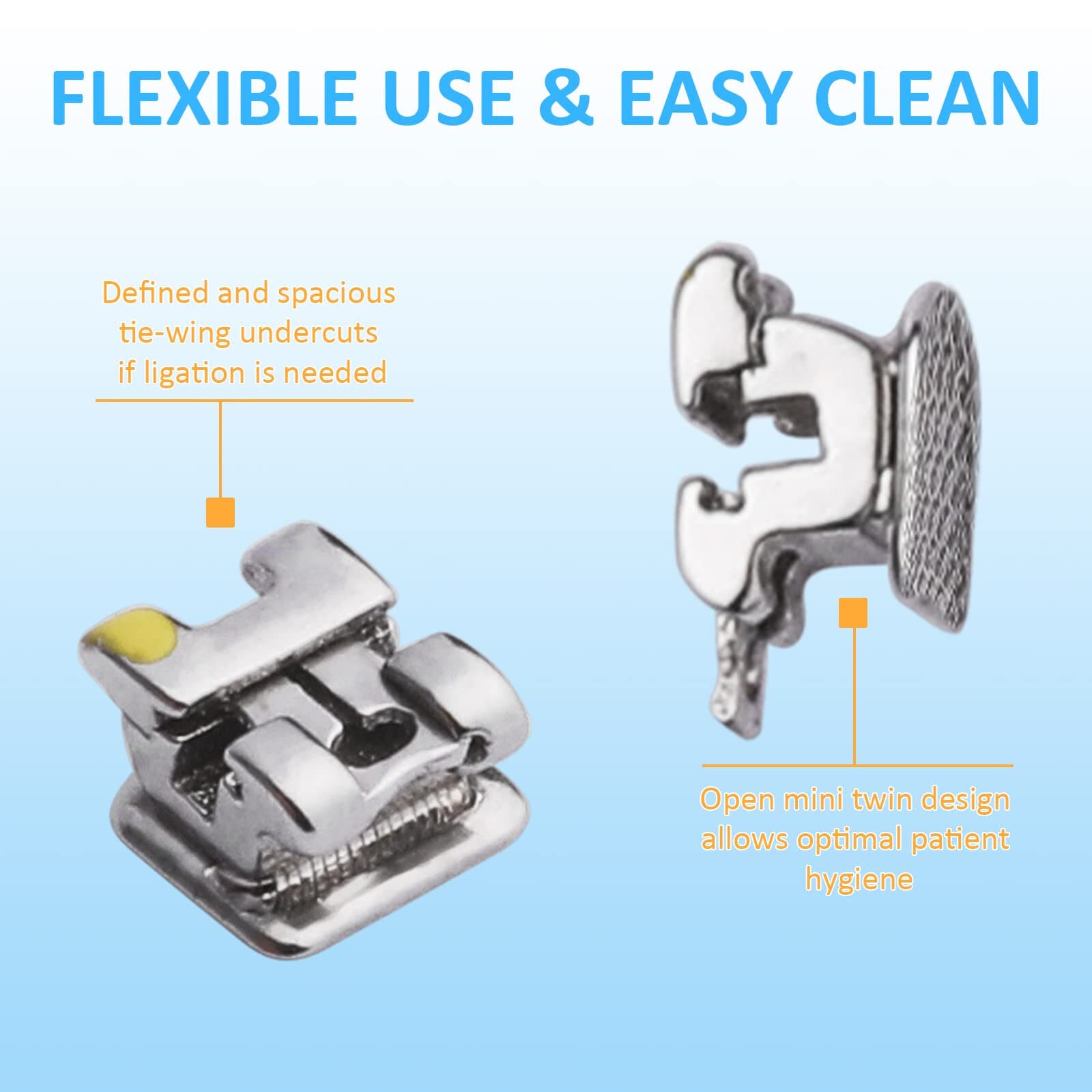 Orthodontic Self-Ligating Metal Bracket 0.022 MBT 345 with Hooks(20 Brackets) - Thumbnail 6