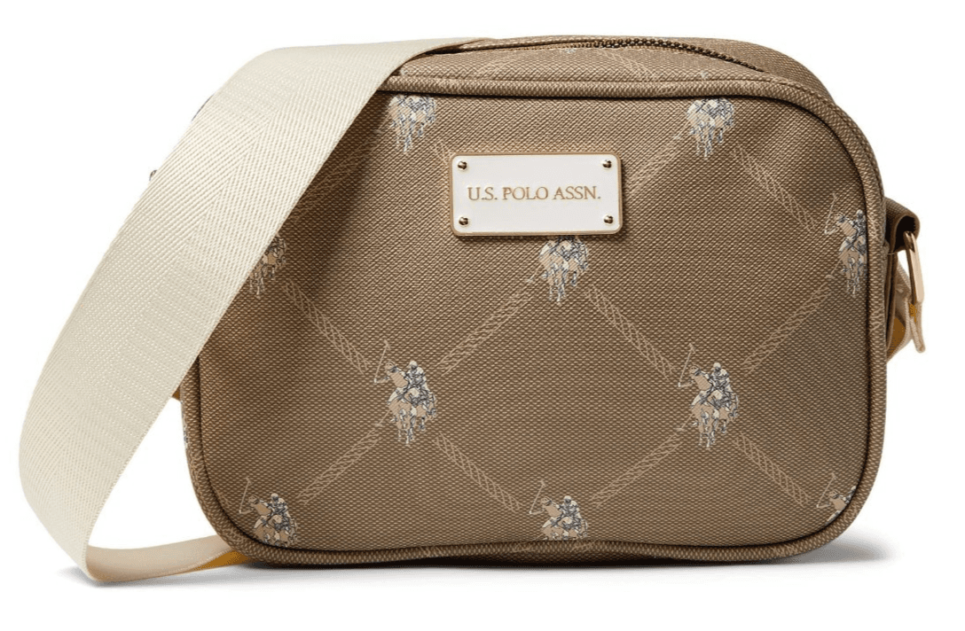U.S. Polo Assn. Printed DHM Crossbody Khaki One Size NEW - Image 1