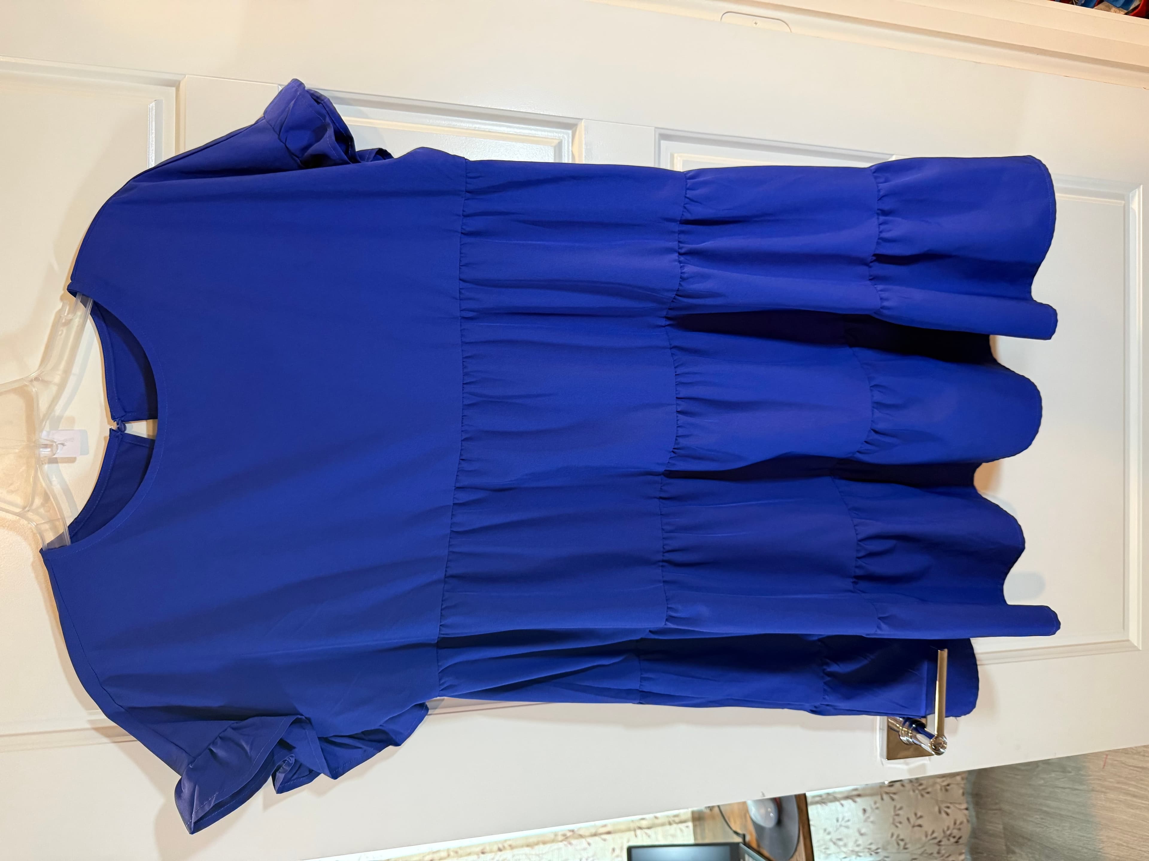 SHEIN Blue Tiered Ruffle Dress with Short Sleeves - Thumbnail 2