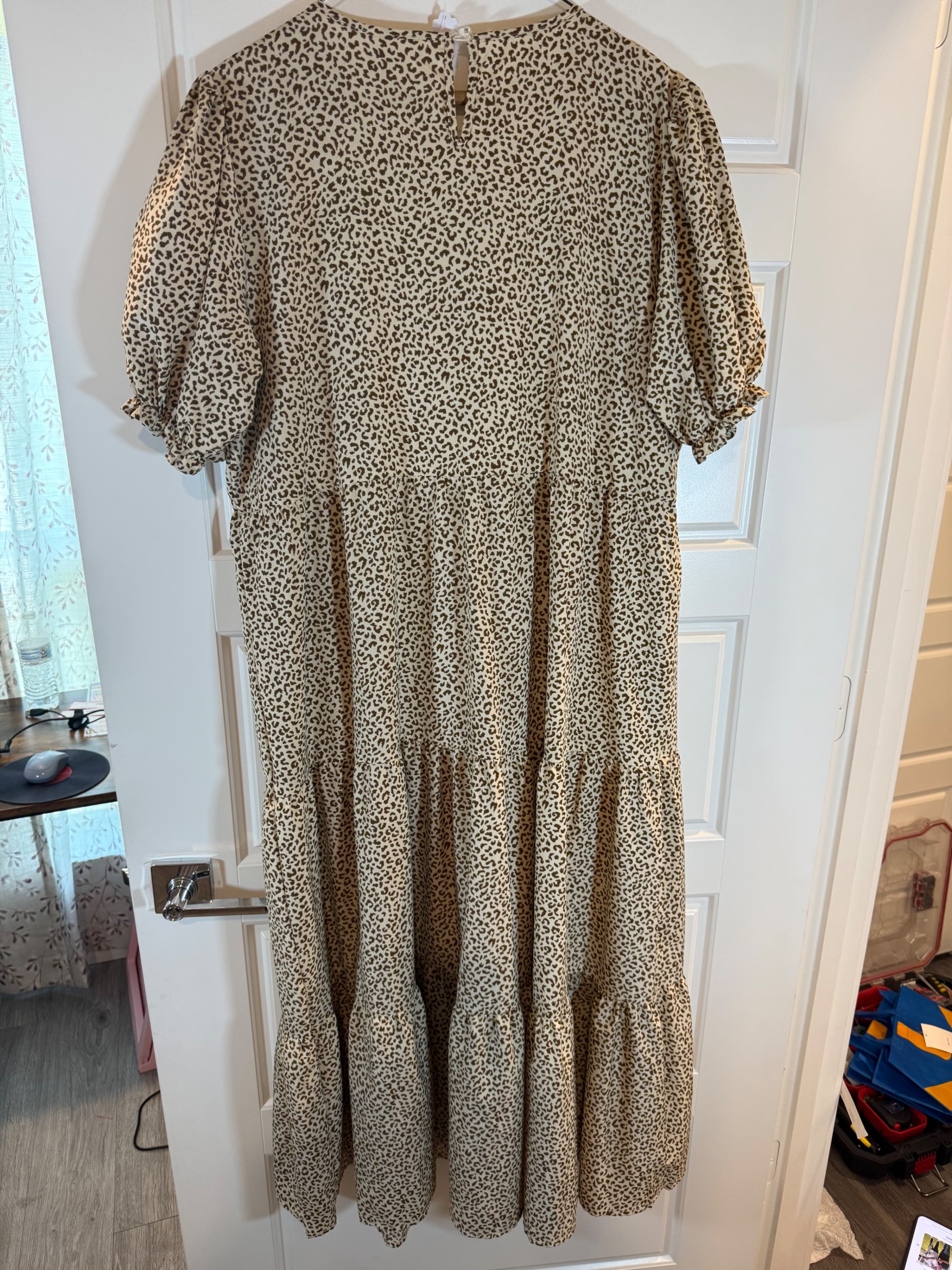 SHEIN Leopard Print Maxi Dress with Puff Sleeves - Image 1