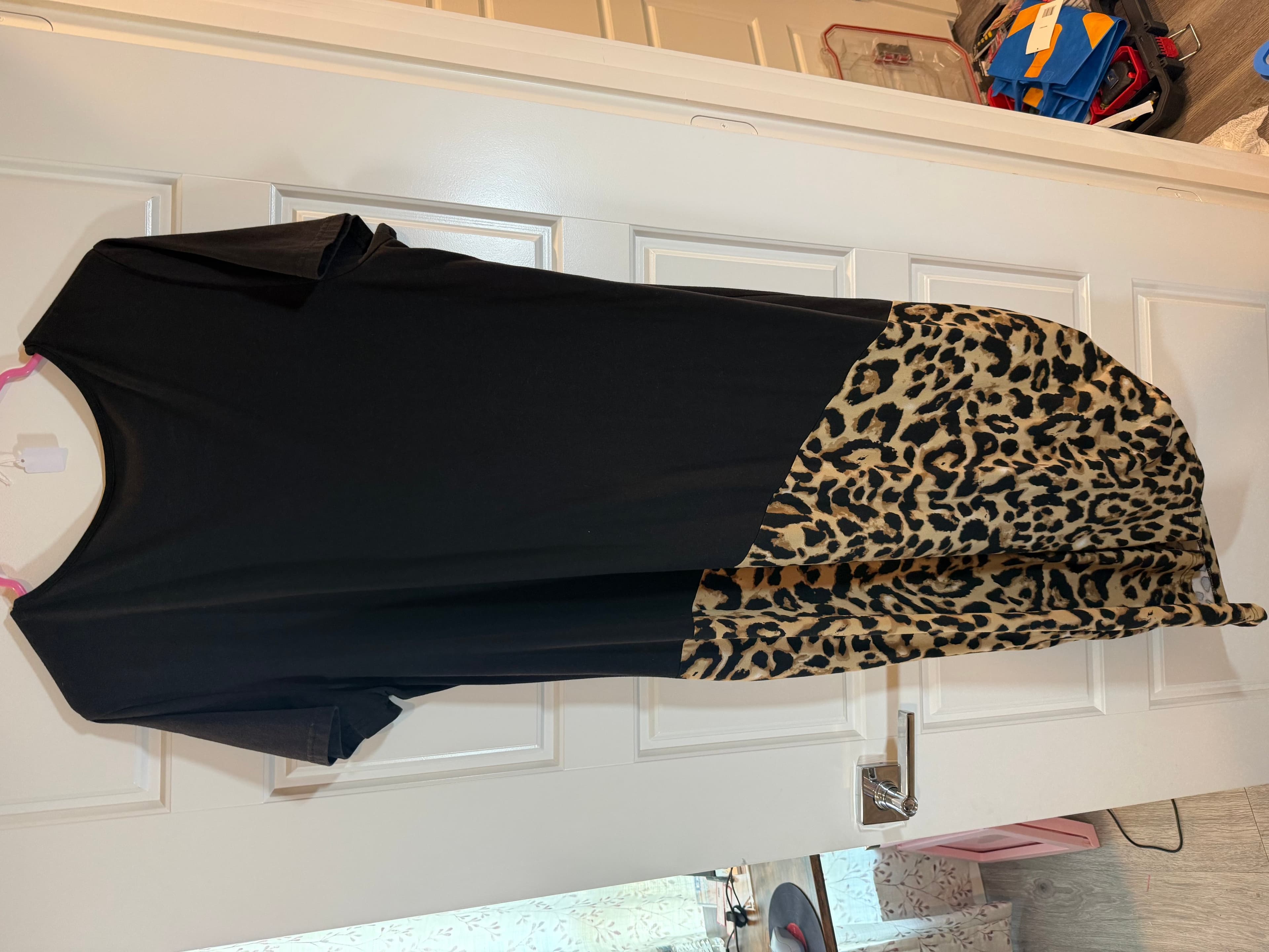Emery Rose XL Black and Leopard Print Maxi Dress - Image 1