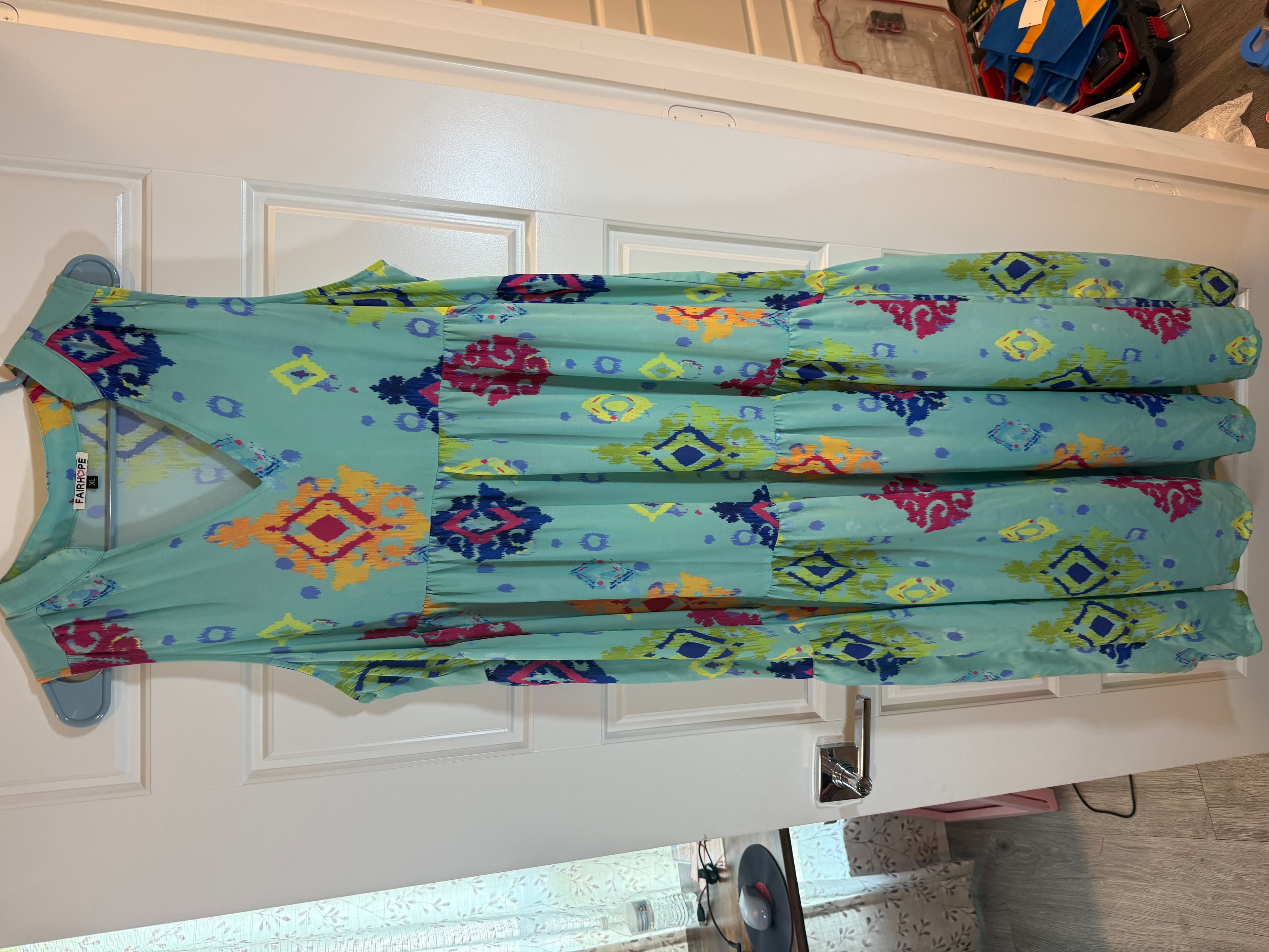 Fairhope XL Sleeveless Maxi Dress Multicolor Pattern - Thumbnail 3
