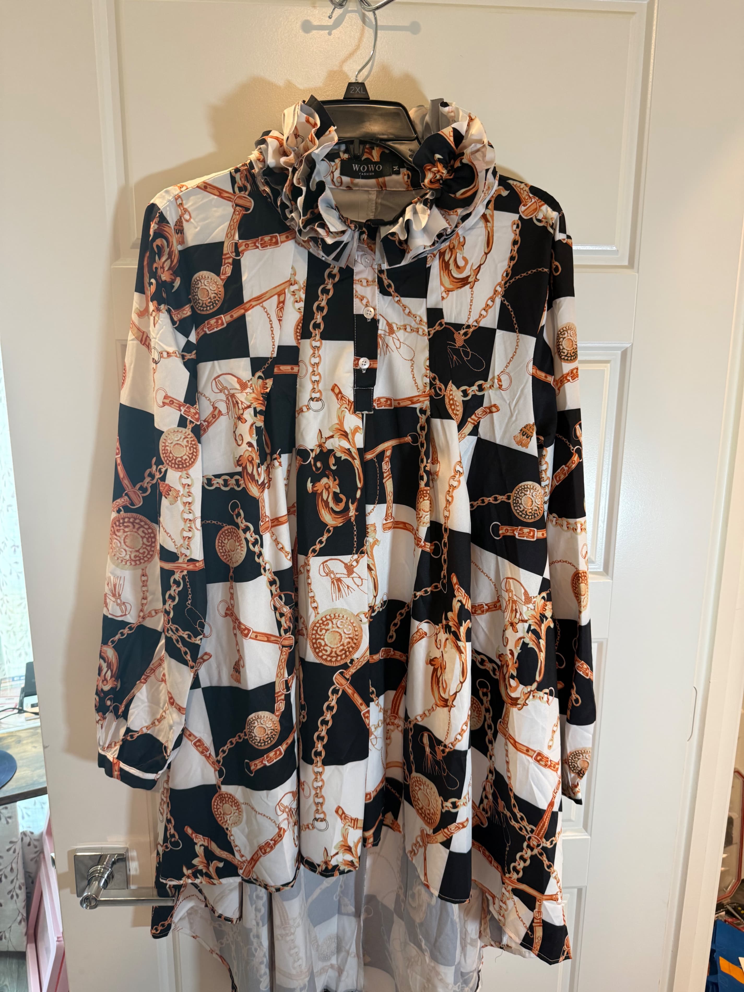 WoWo Fashion Chain Print Dress Size M - Thumbnail 3