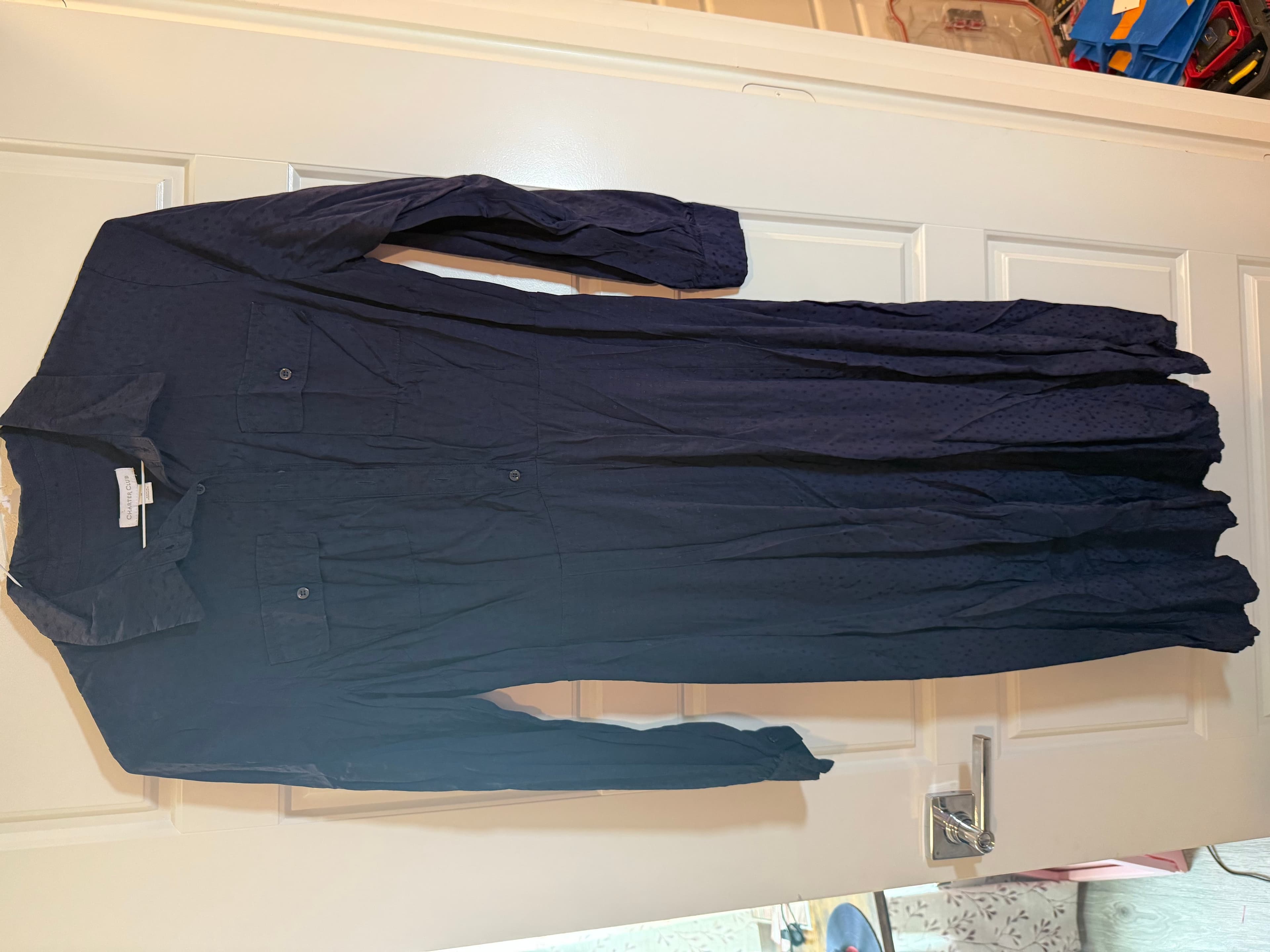Charter Club Navy Long Sleeve Dress Size M - Thumbnail 3