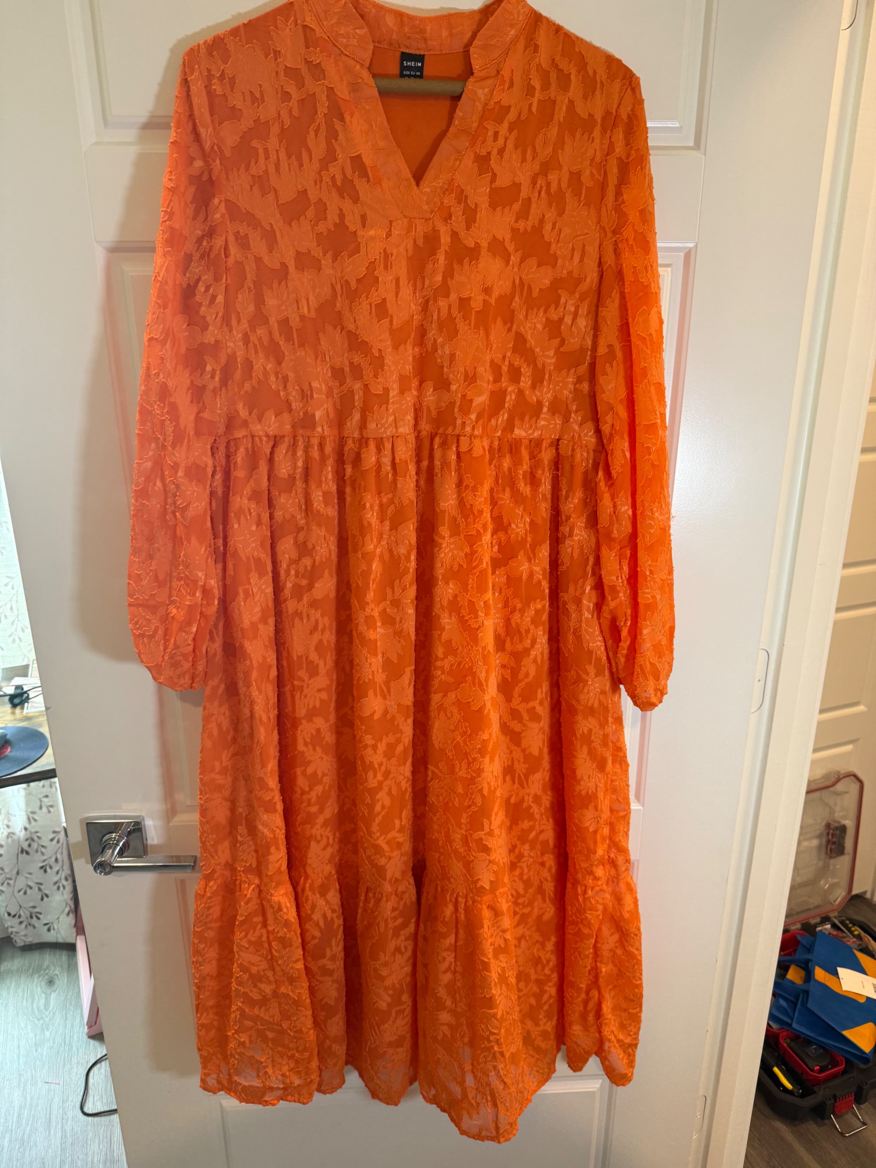 SHEIN Orange Lace Dress Size M - Thumbnail 3