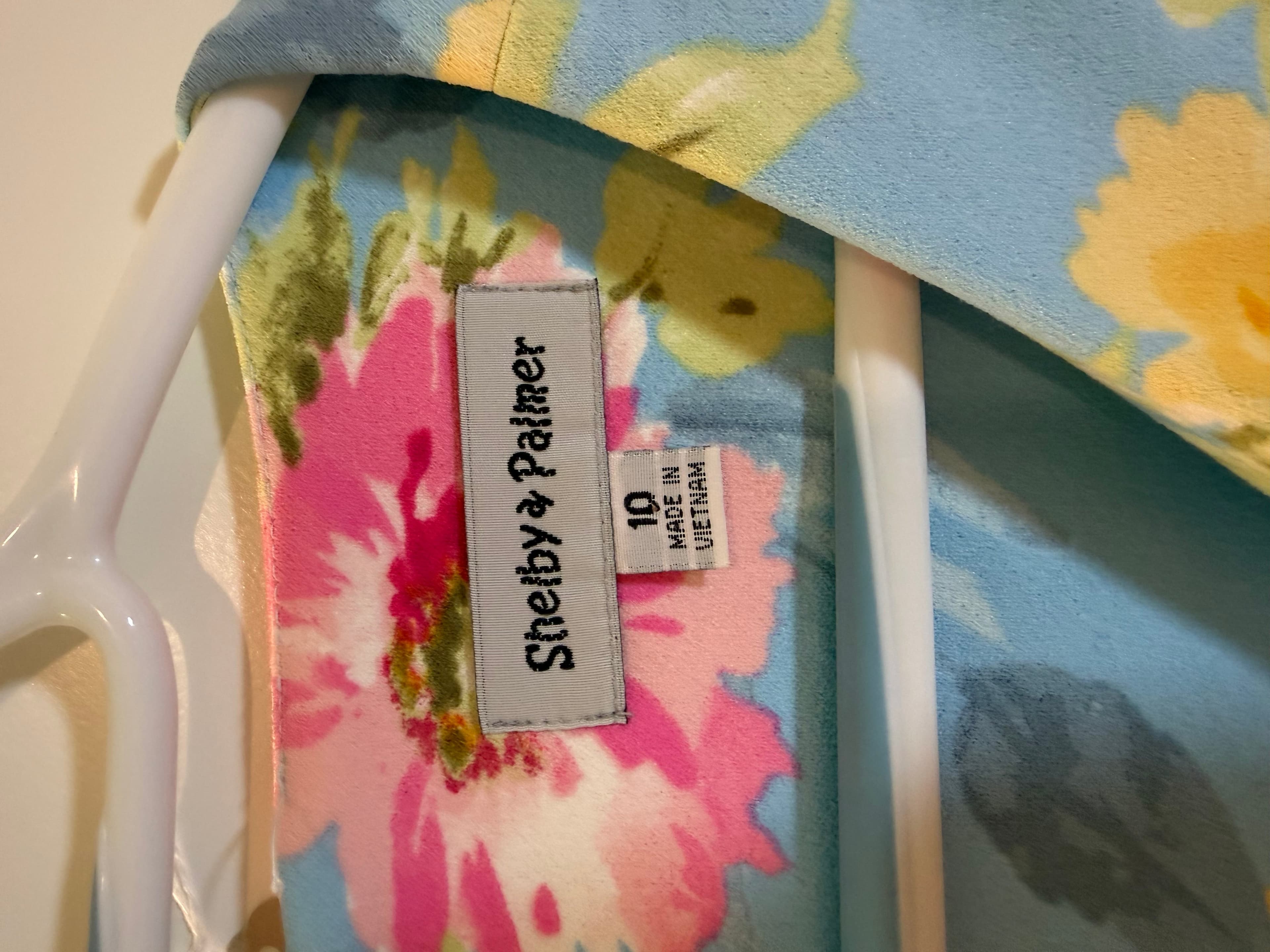 Shelby & Palmer Floral Bell Sleeve Dress with Blue Background - Thumbnail 3