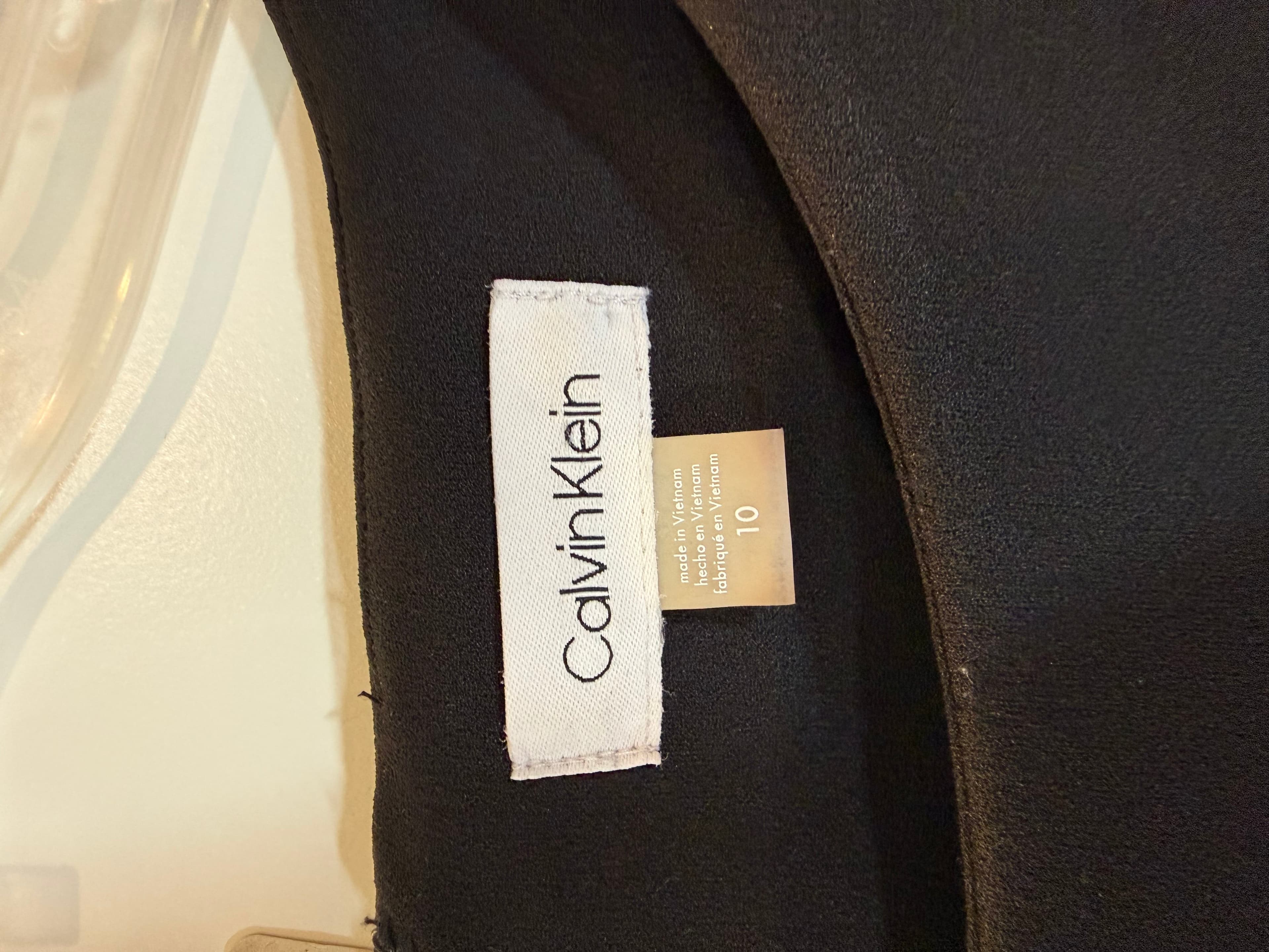 Calvin Klein Black Dress Size 10 with Sheer Sleeve Accents - Thumbnail 2