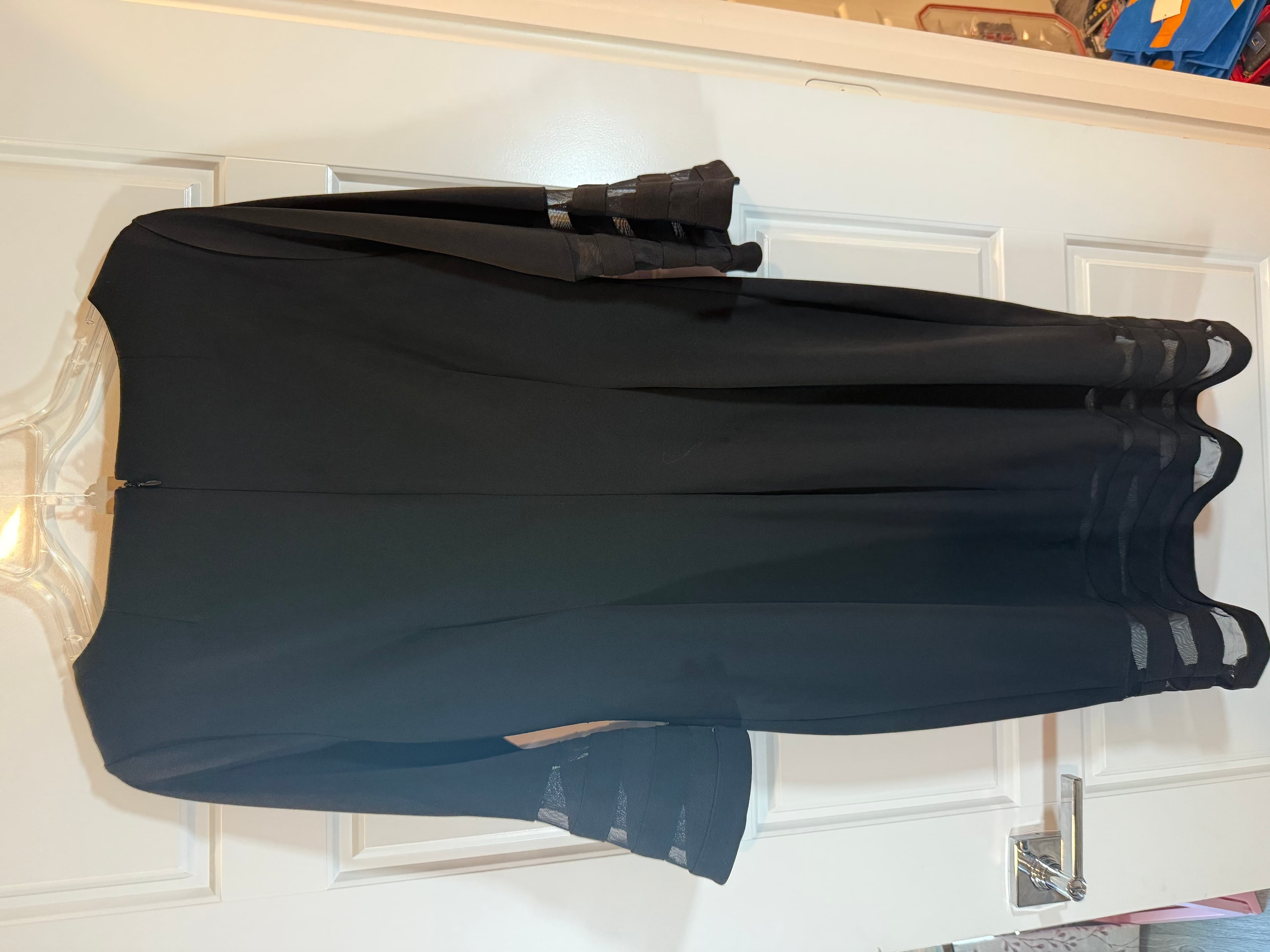 Calvin Klein Black Dress Size 10 with Sheer Sleeve Accents - Image 1