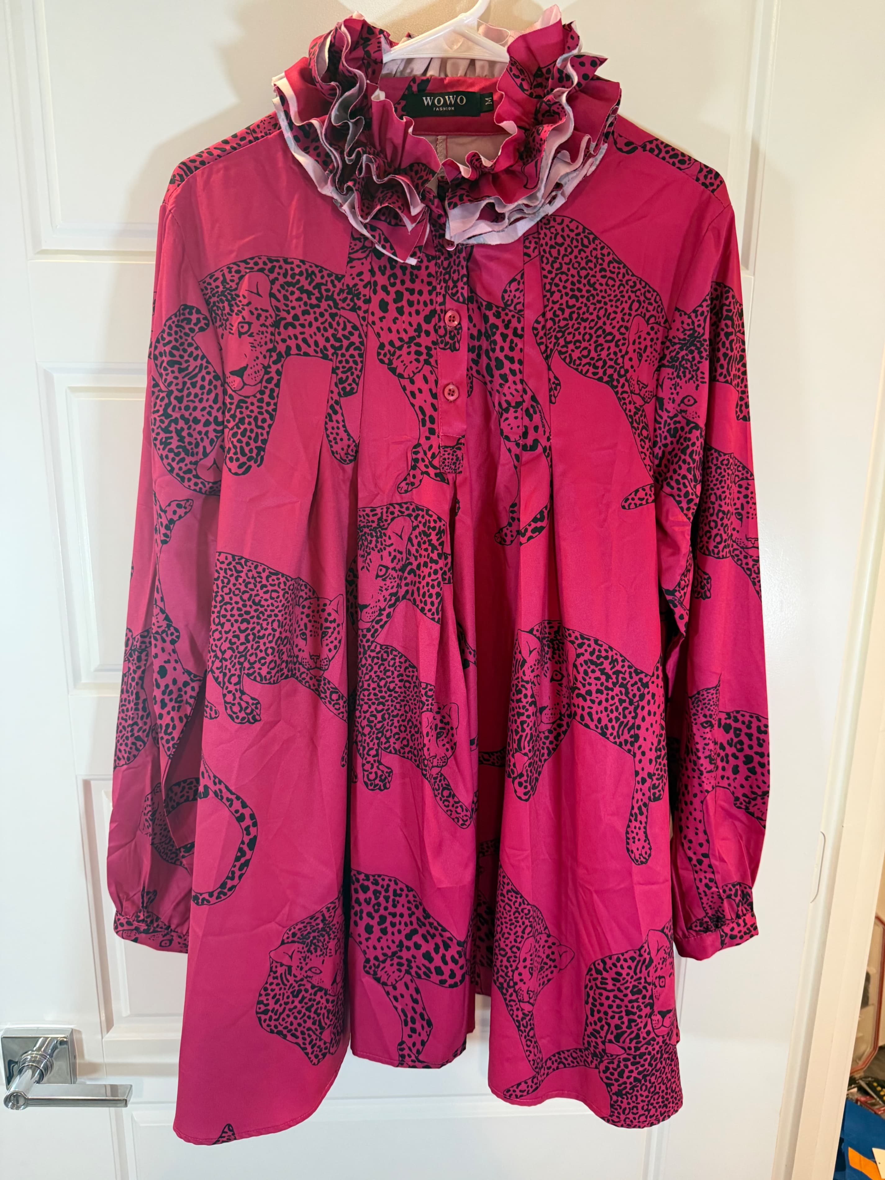 WOWO Fashion Pink Leopard Print Dress Size M - Thumbnail 3