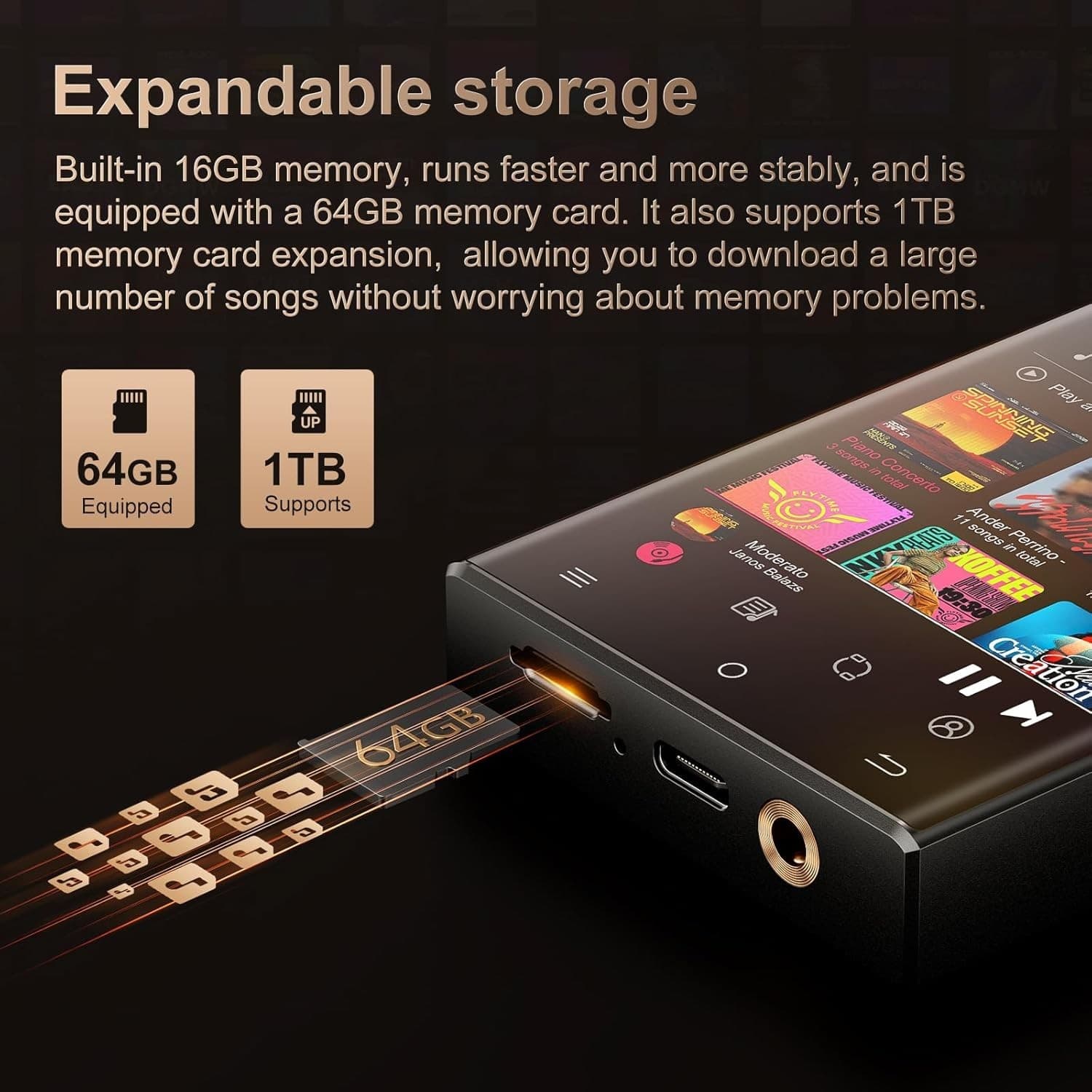 HiFi MP3 Player with Bluetooth and WiFi, Oilsky Lossless DSD High-Resolution Dig - Thumbnail 7