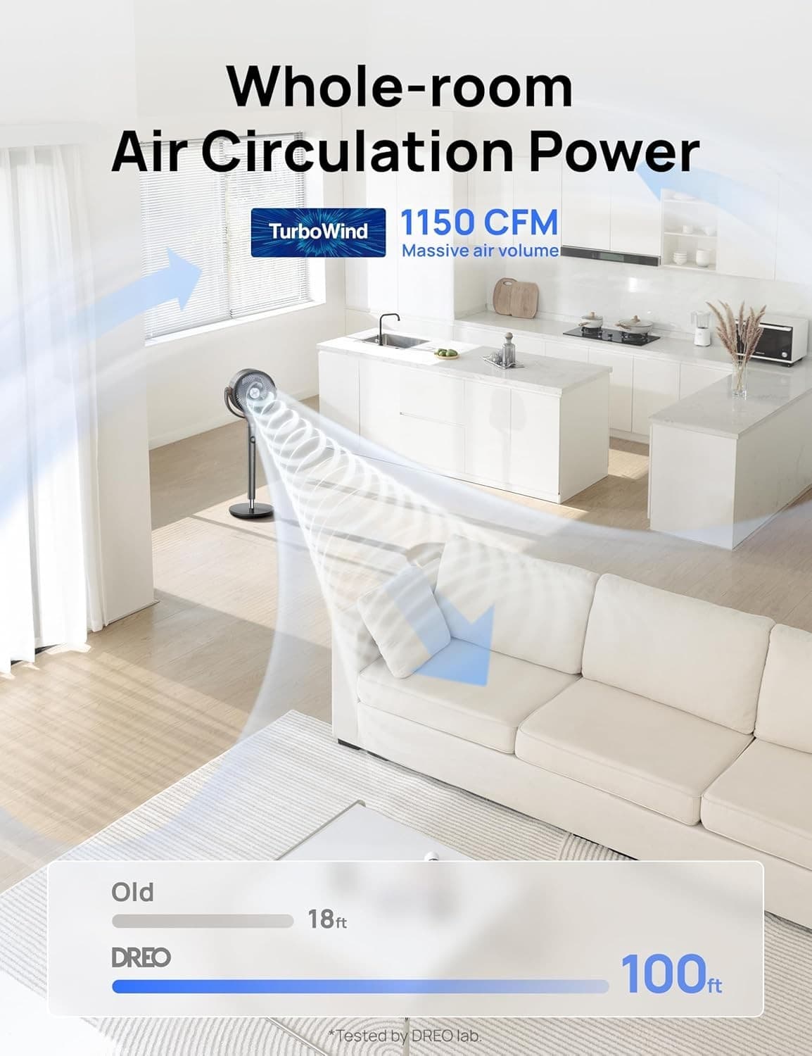 DREO Fan for Bedroom, 120° Oscillating Standing Fans, Quiet Floor Fan with DC Mo - Thumbnail 3