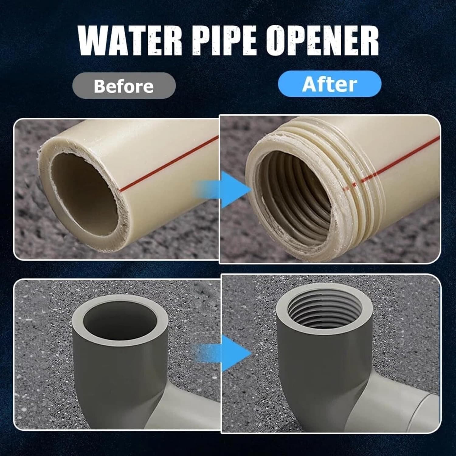 Integrated Pipe Threading Tool, 1/2“ And 3/4” Drill Compatible Dual-Function Pvc - Thumbnail 5