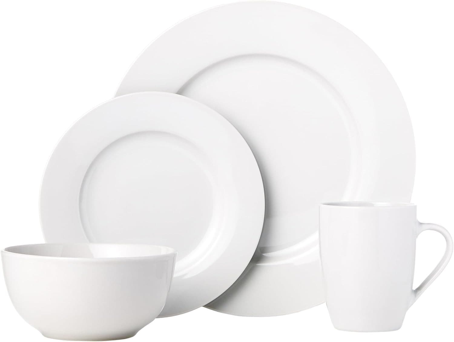 Basics 16-Piece Porcelain Dinnerware Set, Microwave and Dishwasher Safe, Service - Thumbnail 4