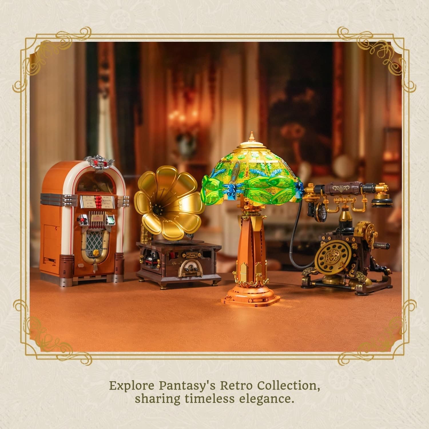 PANTASY Vintage Style Table Lamp Bricks Set, Stained Glass Lamp Building Block S - Thumbnail 7