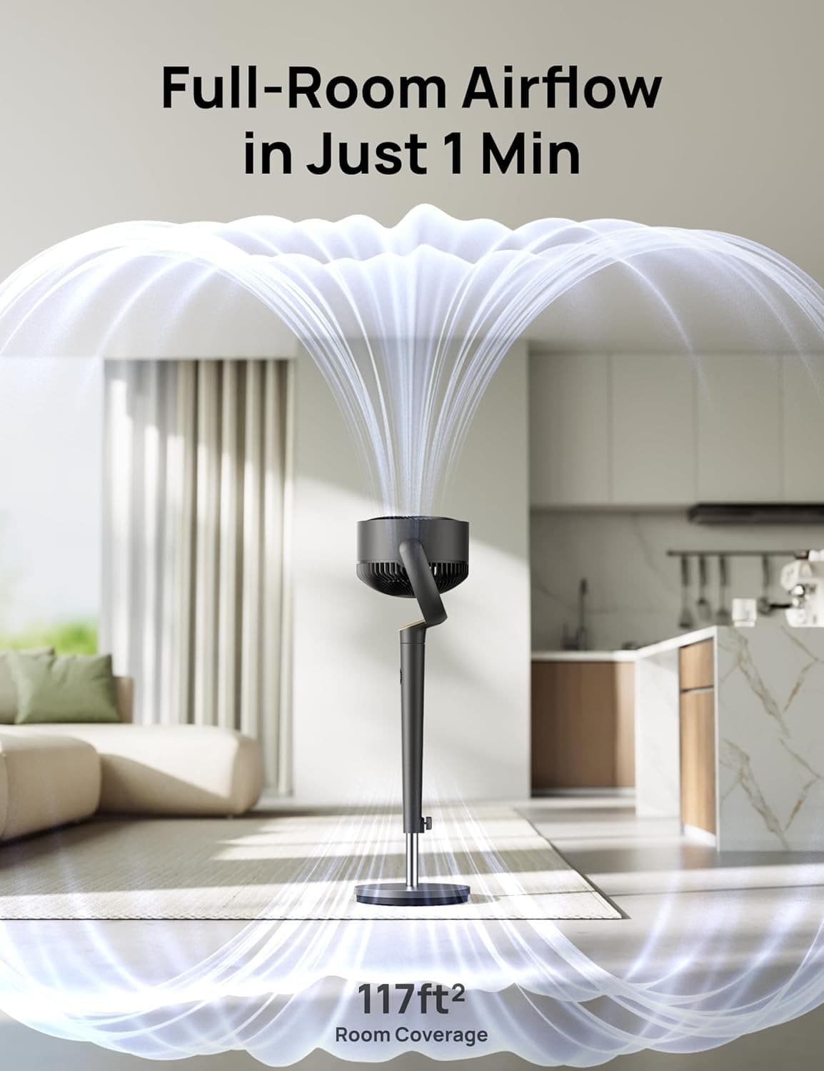 DREO Fan for Bedroom, 120° Oscillating Standing Fans, Quiet Floor Fan with DC Mo - Thumbnail 9