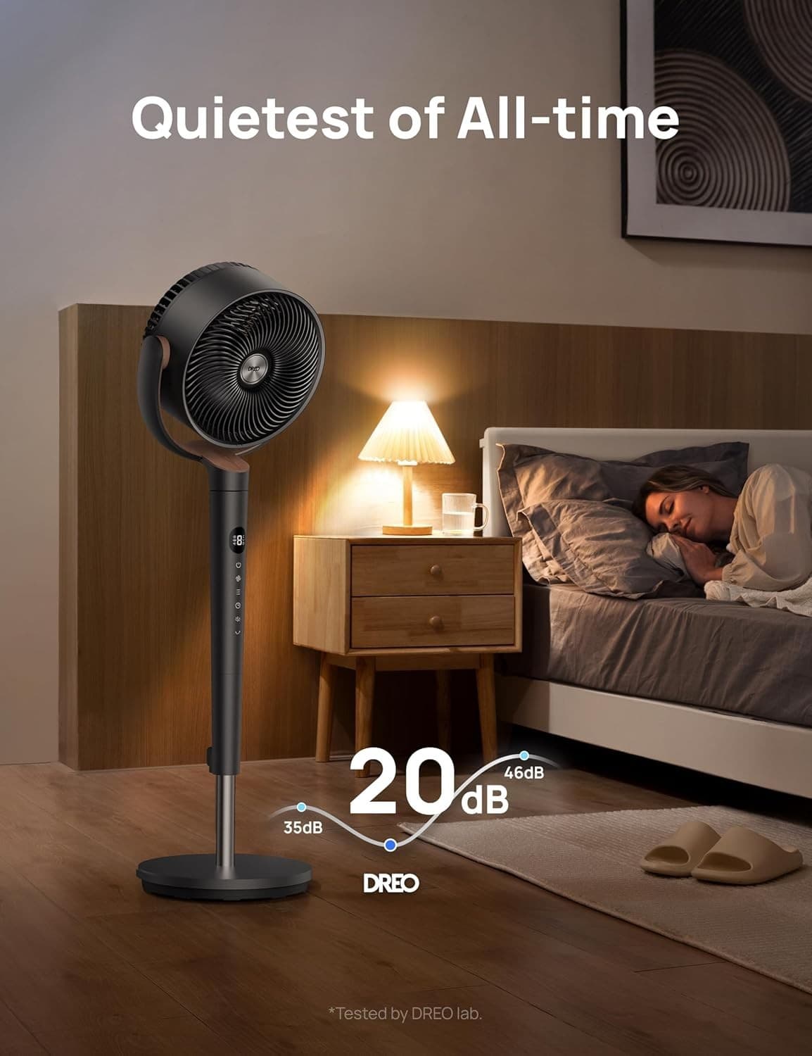 DREO Fan for Bedroom, 120° Oscillating Standing Fans, Quiet Floor Fan with DC Mo - Thumbnail 10
