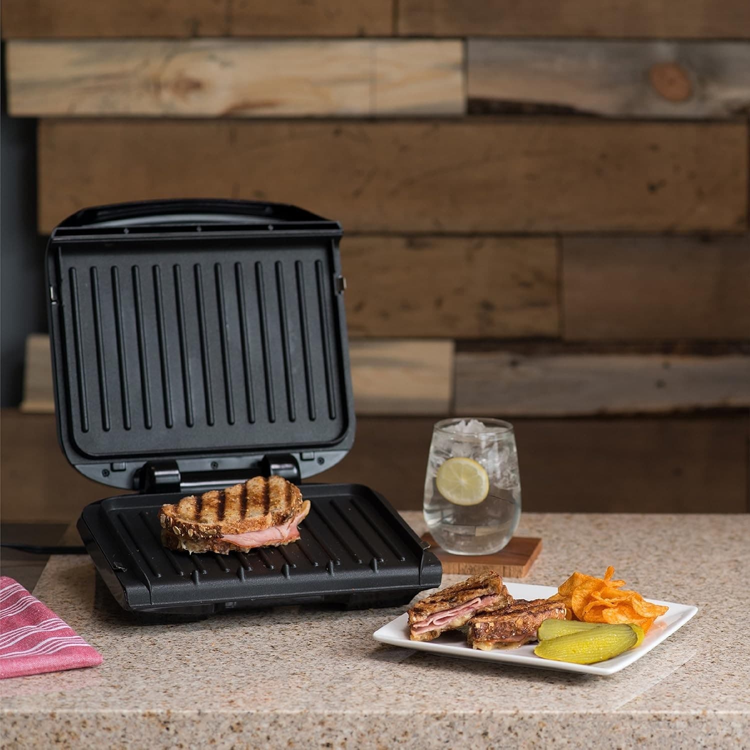 George Foreman 4-Serving Removable Plate Electric Grill and Panini Press, George - Thumbnail 2