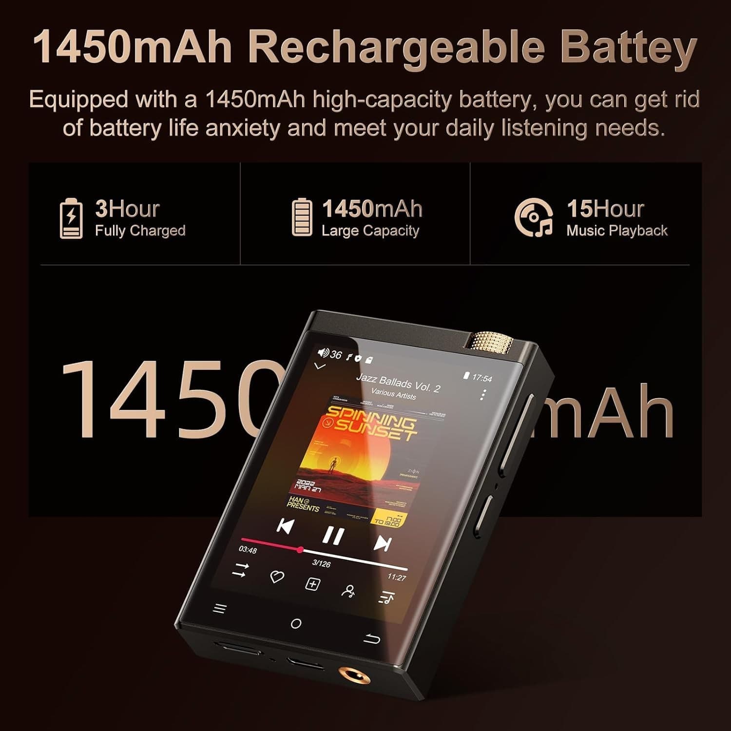 HiFi MP3 Player with Bluetooth and WiFi, Oilsky Lossless DSD High-Resolution Dig - Thumbnail 6