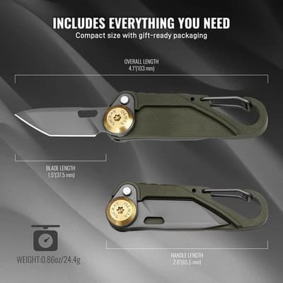 TACRAY Vinto 5-in-1 Mini Utility Keychain Knife – Ultra-Light Compact Multitool - Thumbnail 7