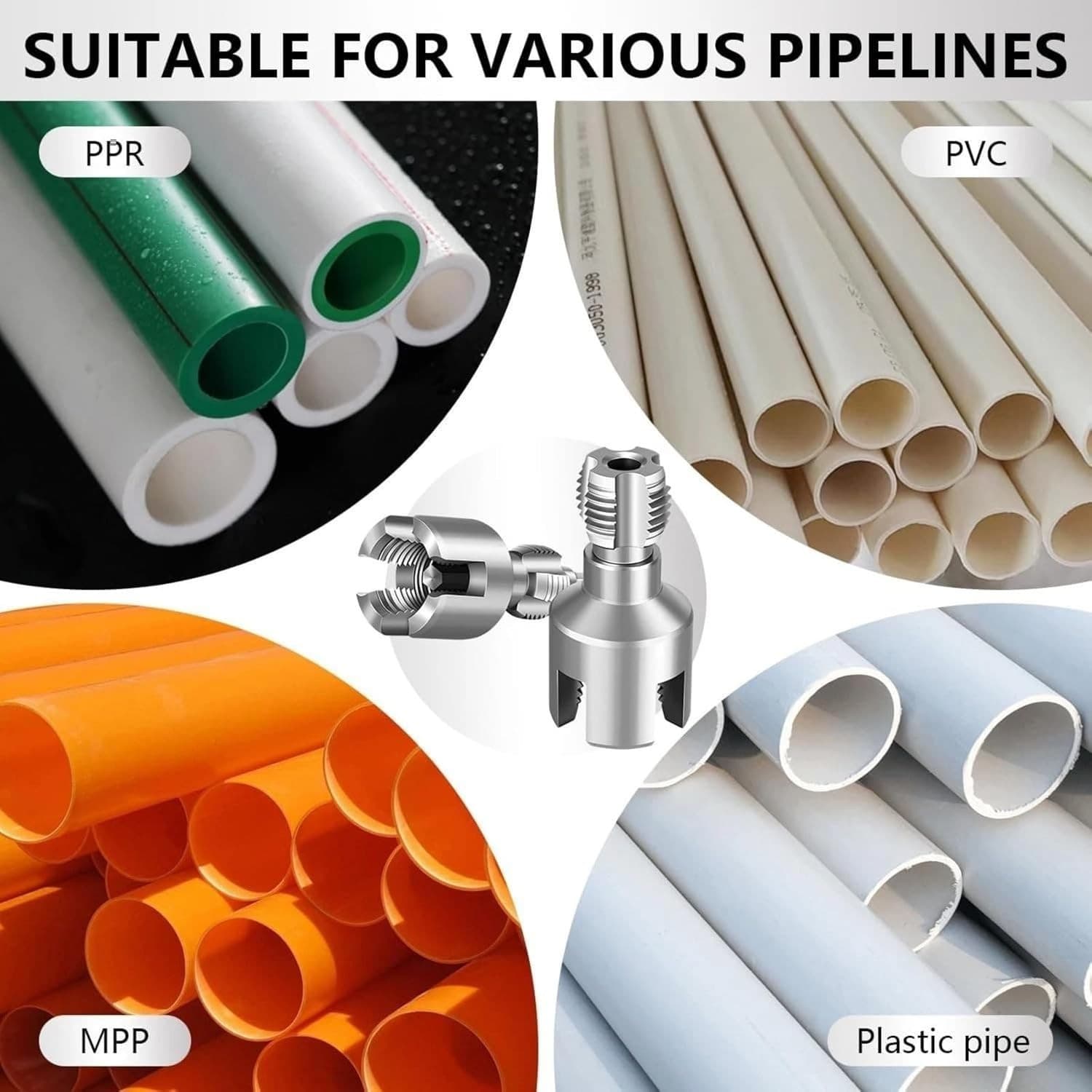 Integrated Pipe Threading Tool, 1/2“ And 3/4” Drill Compatible Dual-Function Pvc - Thumbnail 7
