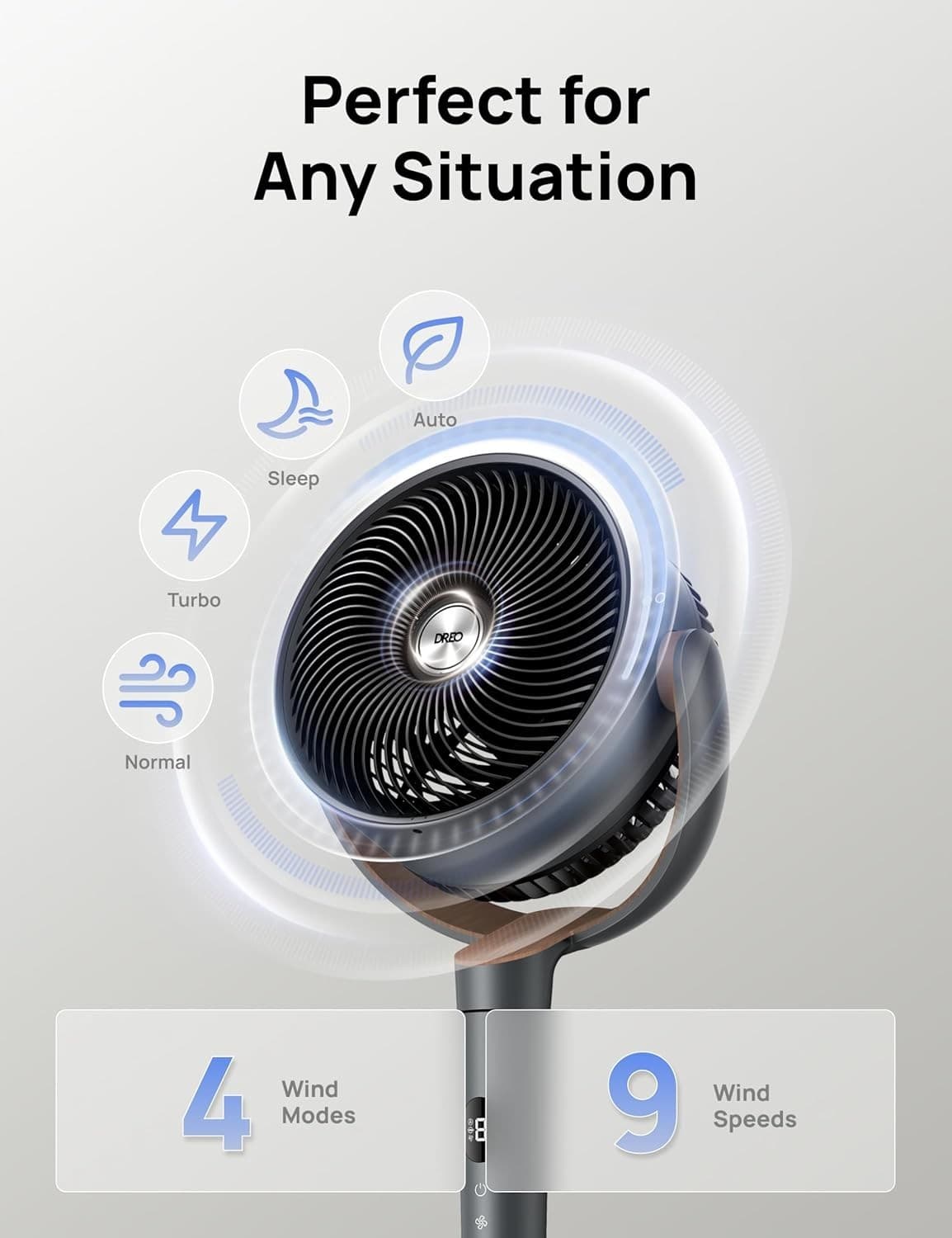 DREO Fan for Bedroom, 120° Oscillating Standing Fans, Quiet Floor Fan with DC Mo - Thumbnail 4