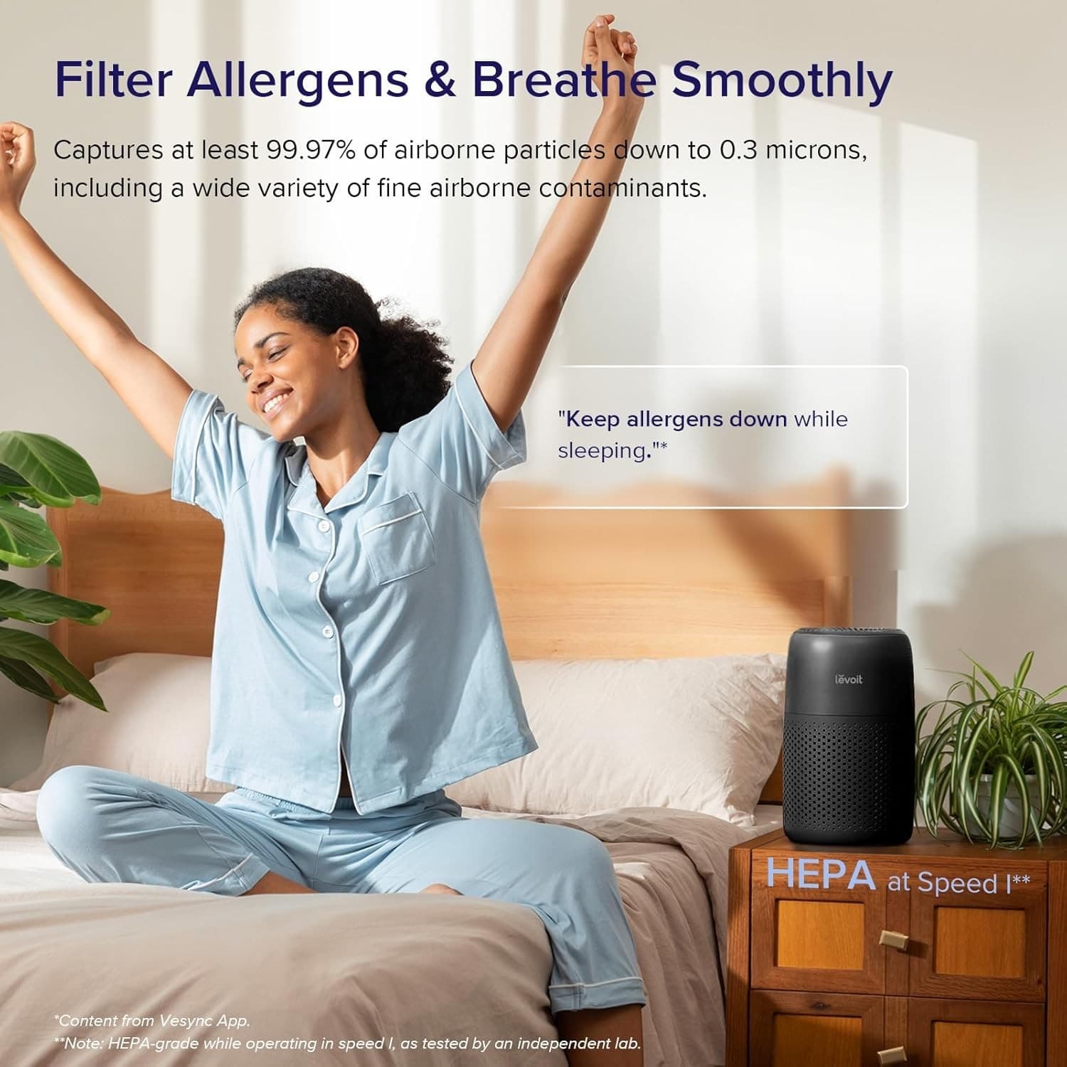 LEVOIT Air Purifiers for Bedroom Home Dorm, AHAM VERIFIDE, 3-in-1 Filter Cleaner - Thumbnail 2