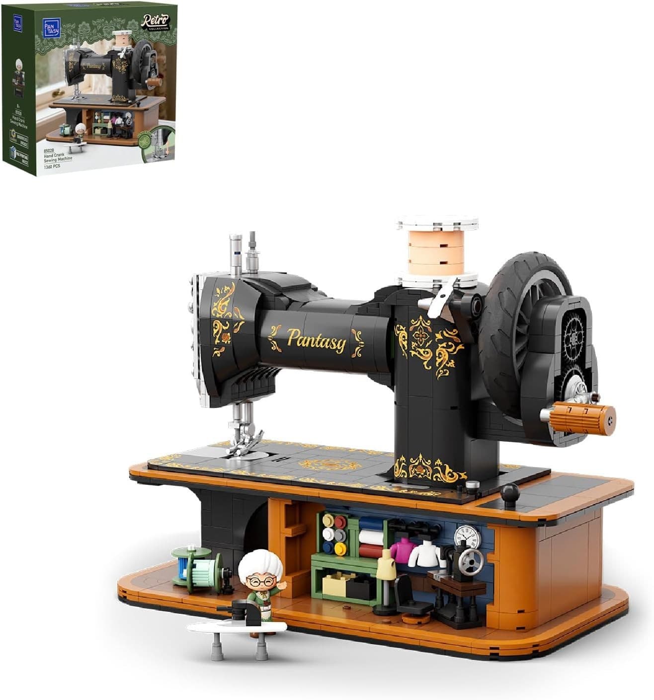 PANTASY Retro Building Set, Vintage Hand Crank Sewing Machine Brick Model, Colle - Image 1