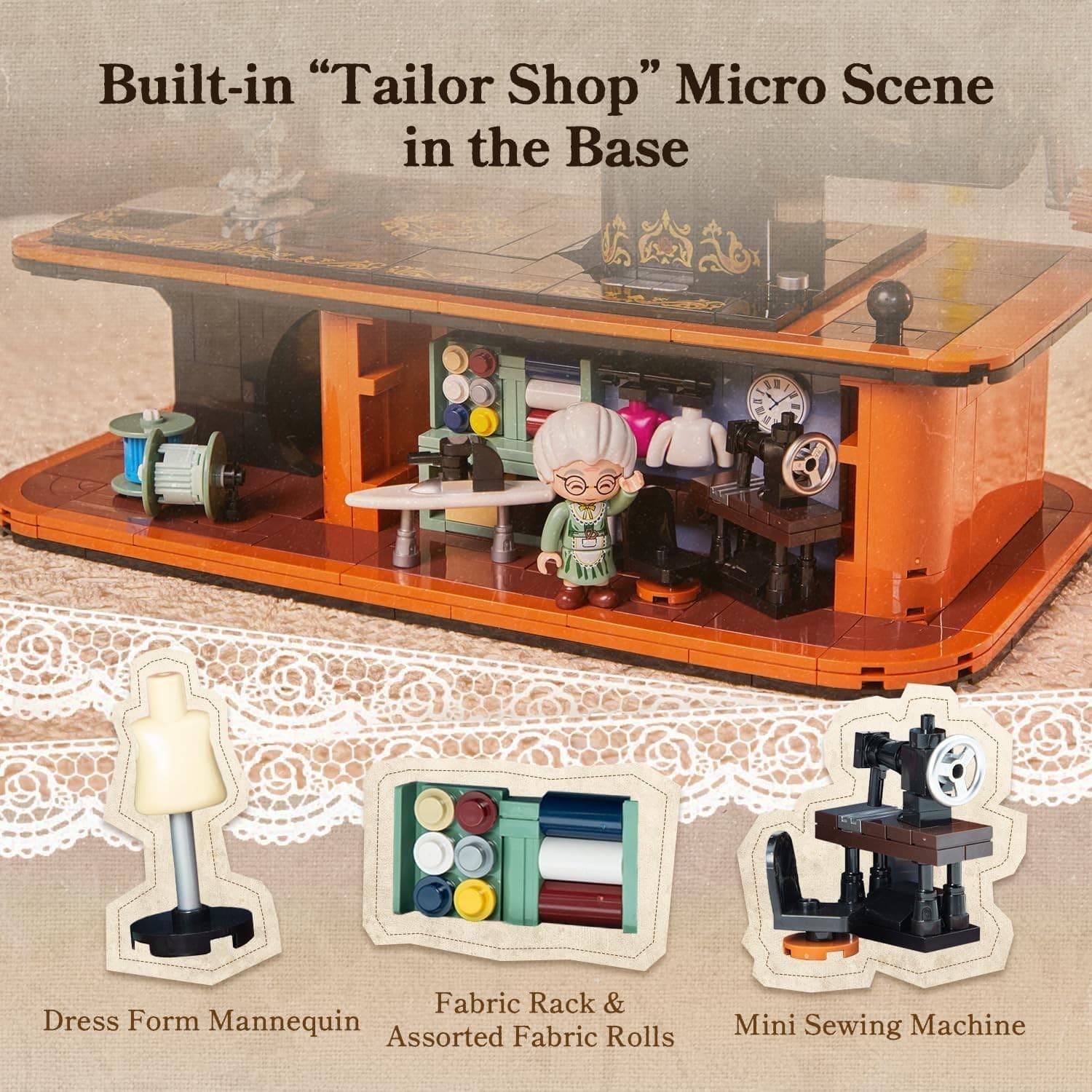 PANTASY Retro Building Set, Vintage Hand Crank Sewing Machine Brick Model, Colle - Thumbnail 5