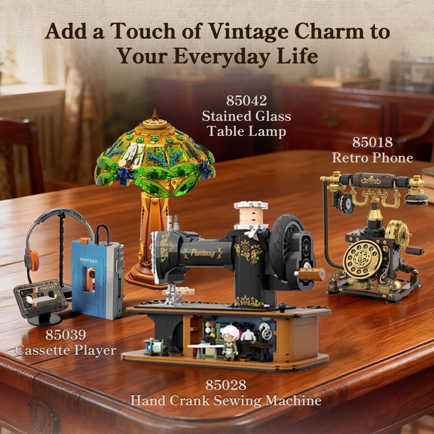 PANTASY Retro Building Set, Vintage Hand Crank Sewing Machine Brick Model, Colle - Thumbnail 8
