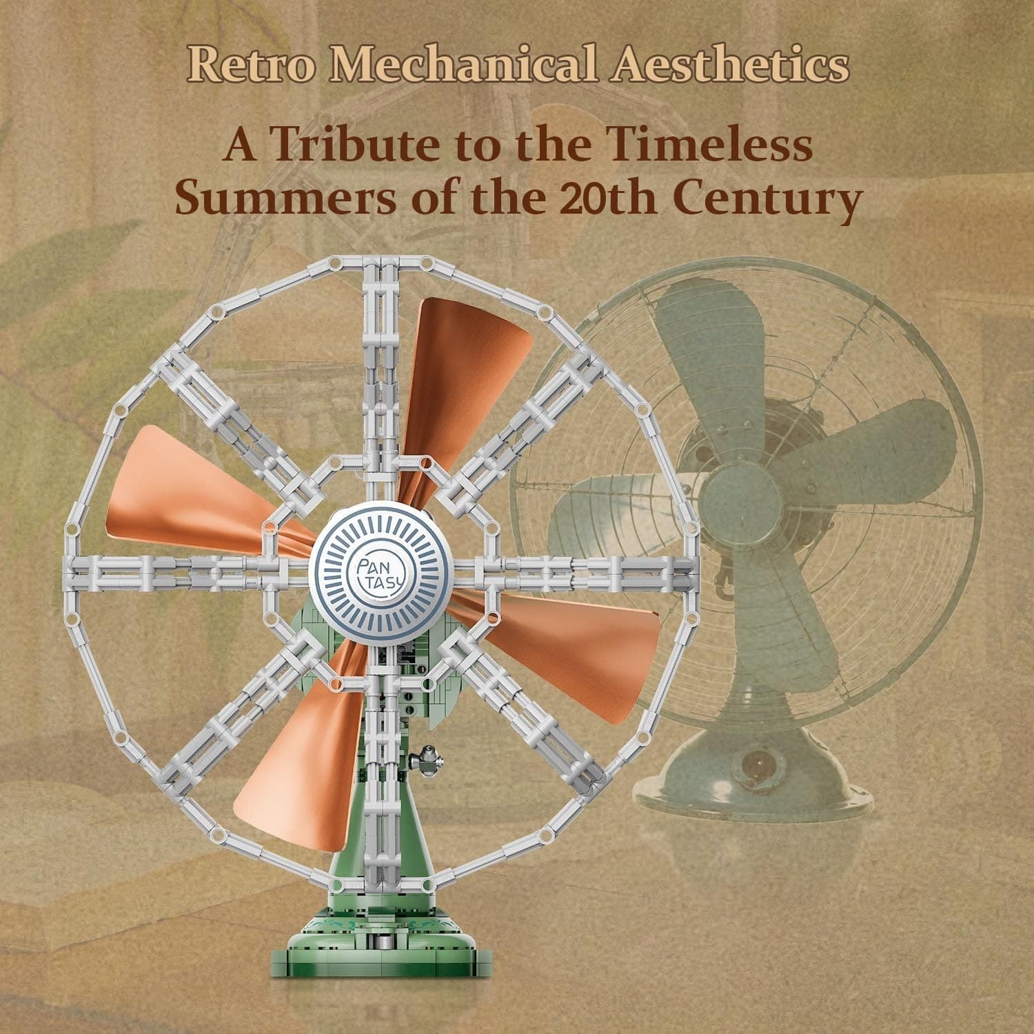 PANTASY Retro Building Set, Vintage Desk Fan Building Set, Motorized Oscillating - Thumbnail 7