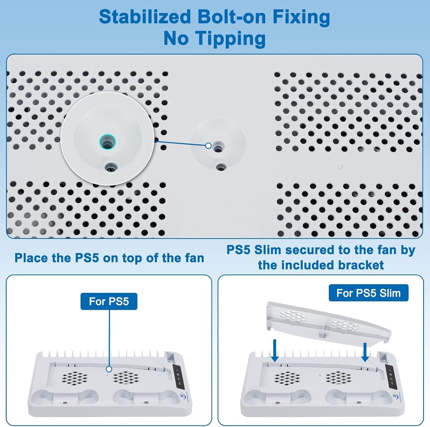 PS5 Cooling Station with Dual Controller Charger, Headset Holder, 3 USB & USB-C - Thumbnail 6
