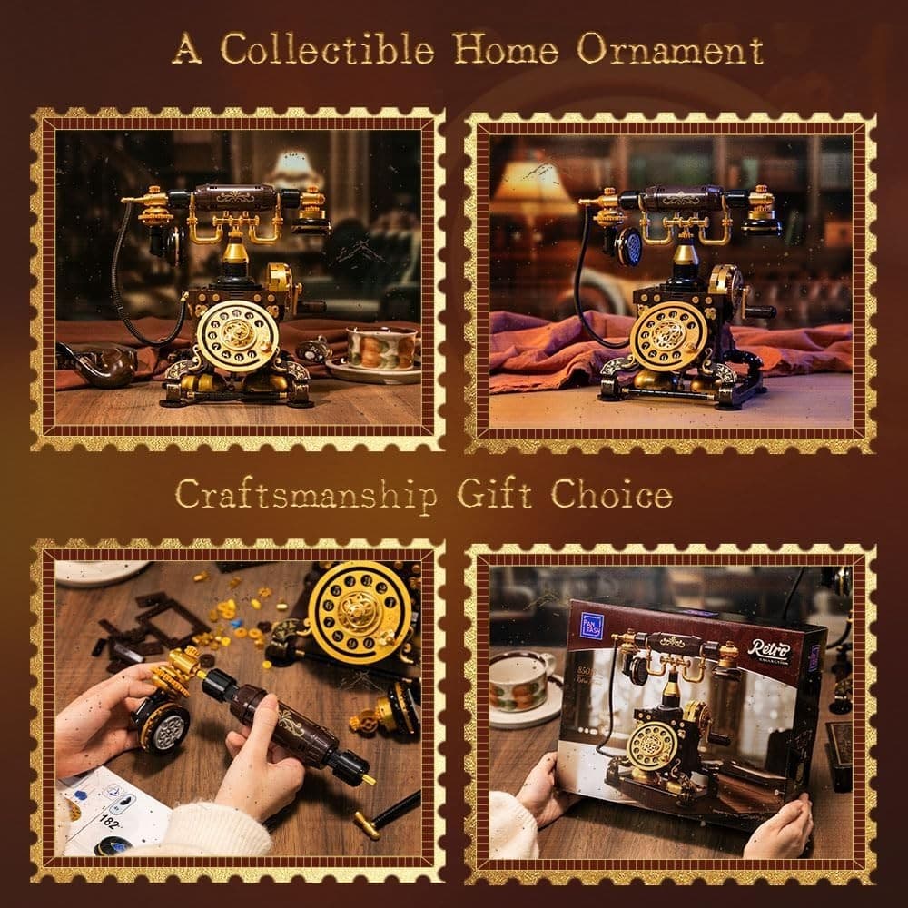 PANTASY Retro Phone Building Blocks Set for Adults, Vintage DIY Telephone Model - Thumbnail 6