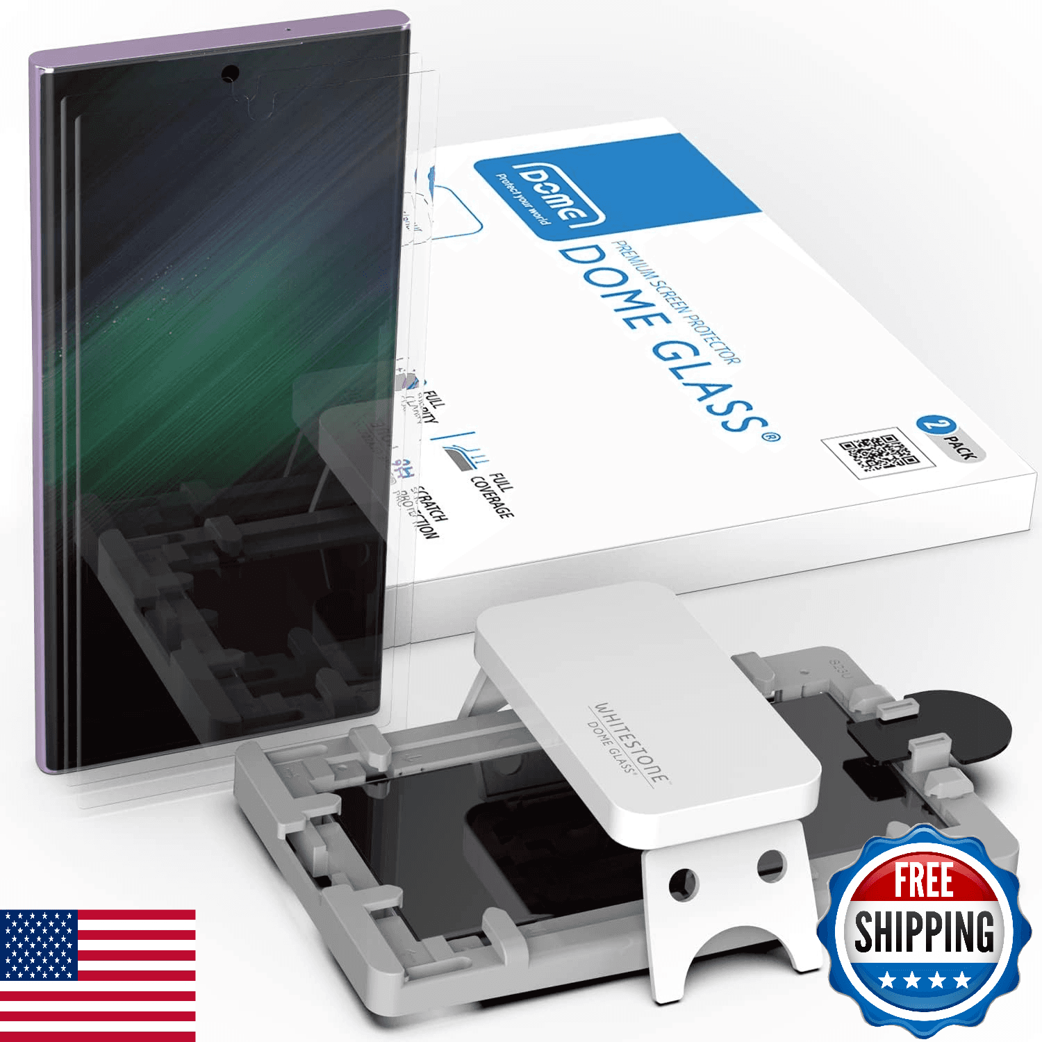 DOME GLASS Whitestone for Galaxy S23 Ultra [Full Coverage] Tempered Glass - Image 1