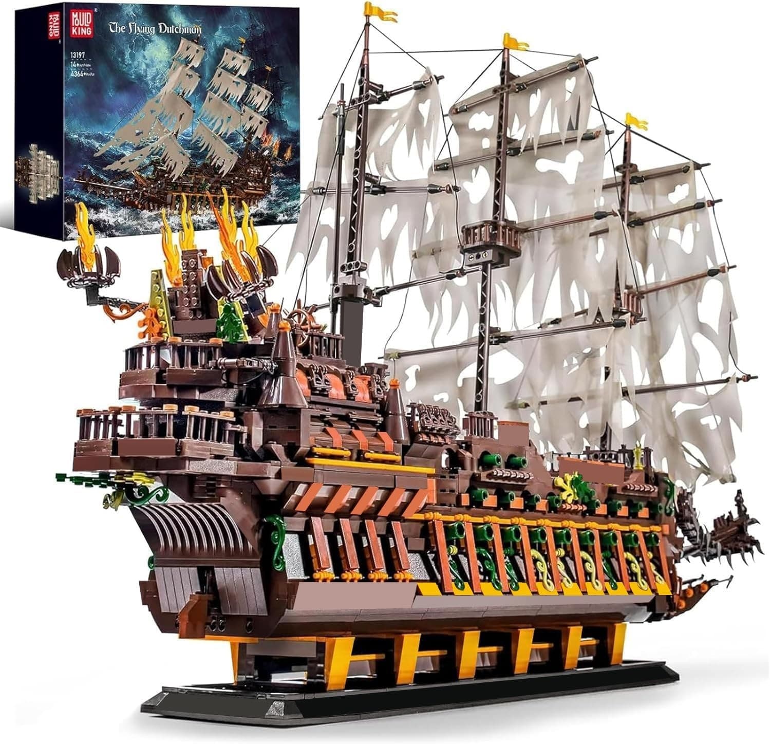 Mould King Large Pirates Ship Model Building Blocks Kits, MOC Dutchman Building - Image 1
