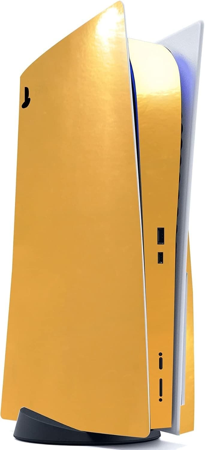 PlayVital Chrome Gold Glossy Full Set Skin Decal for ps5 Console Disc Edition, S - Thumbnail 4