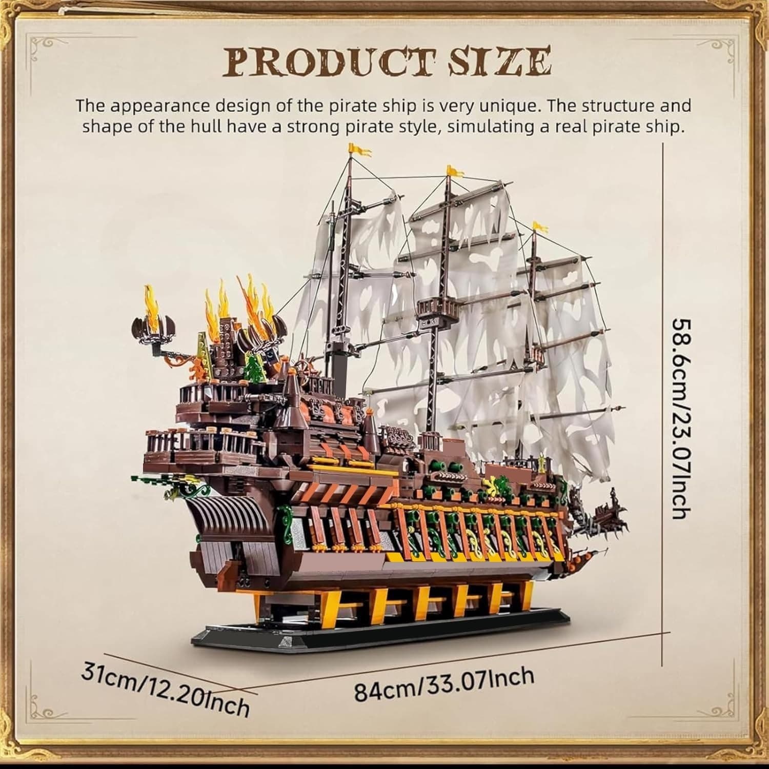 Mould King Large Pirates Ship Model Building Blocks Kits, MOC Dutchman Building - Thumbnail 2