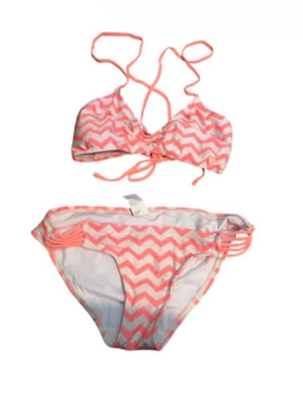 Chevron Bikini Set with Strappy Sides and Halter Top - Image 1