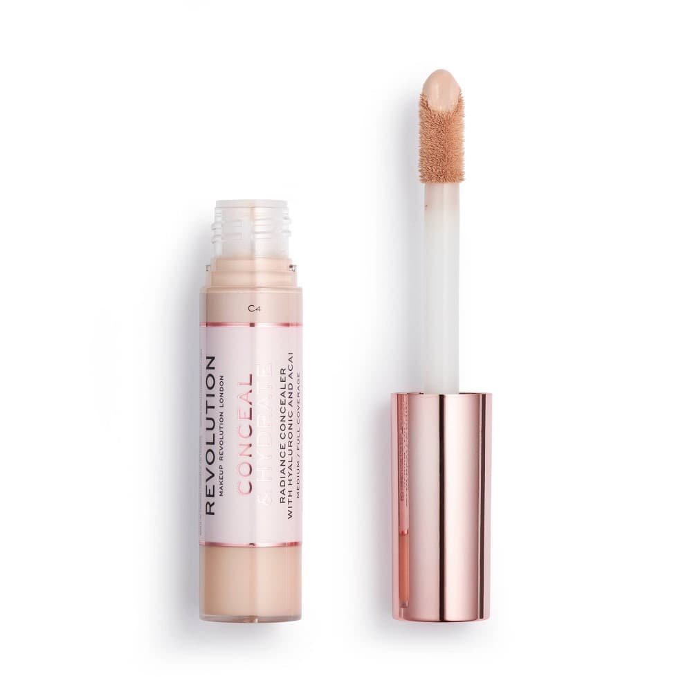 Makeup Revolution Conceal and Hydrate Concealer  Infused with Hyaluronic Acid  Dewy Finish  C4 for Light Skin Tones  Vegan and Cruelty-Free  0.45 Fl.o - Thumbnail 3