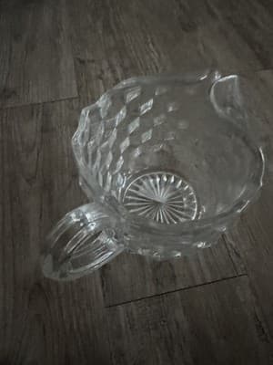 Vintage FOSTORIA AMERICAN Clear Glass 6 1/2" Squatty Pitcher w/ Ice Lip EUC! - Thumbnail 2