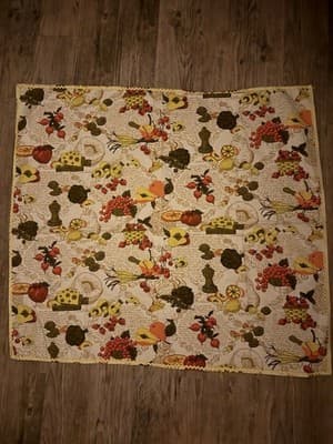 Retro 1970s Picnic Table Tablecloth Plaid & Calico Designs 65" x 49" - Image 1