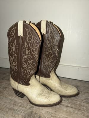 Justin WINTER WHITE Leather Western Cowboy style 9057 ROCKABILLY Boots 8.5 B - Image 1